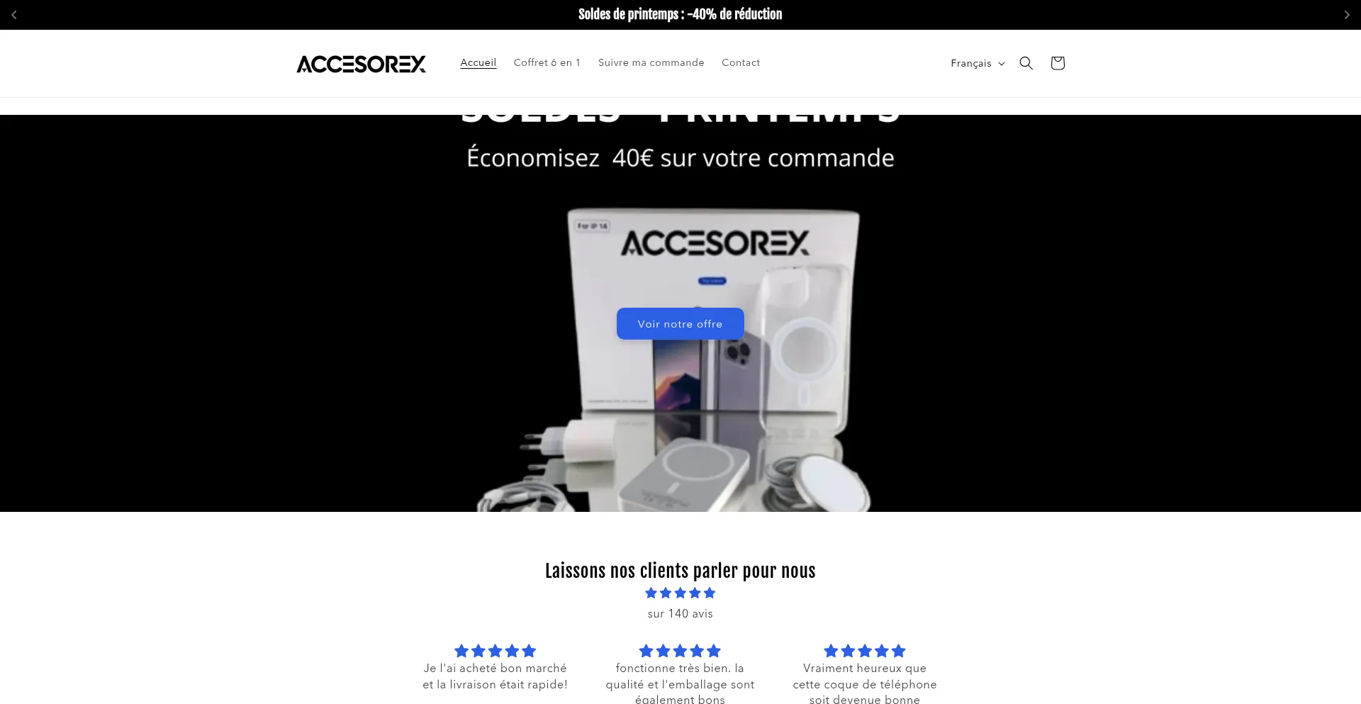 Website screenshot of Accesorex.com