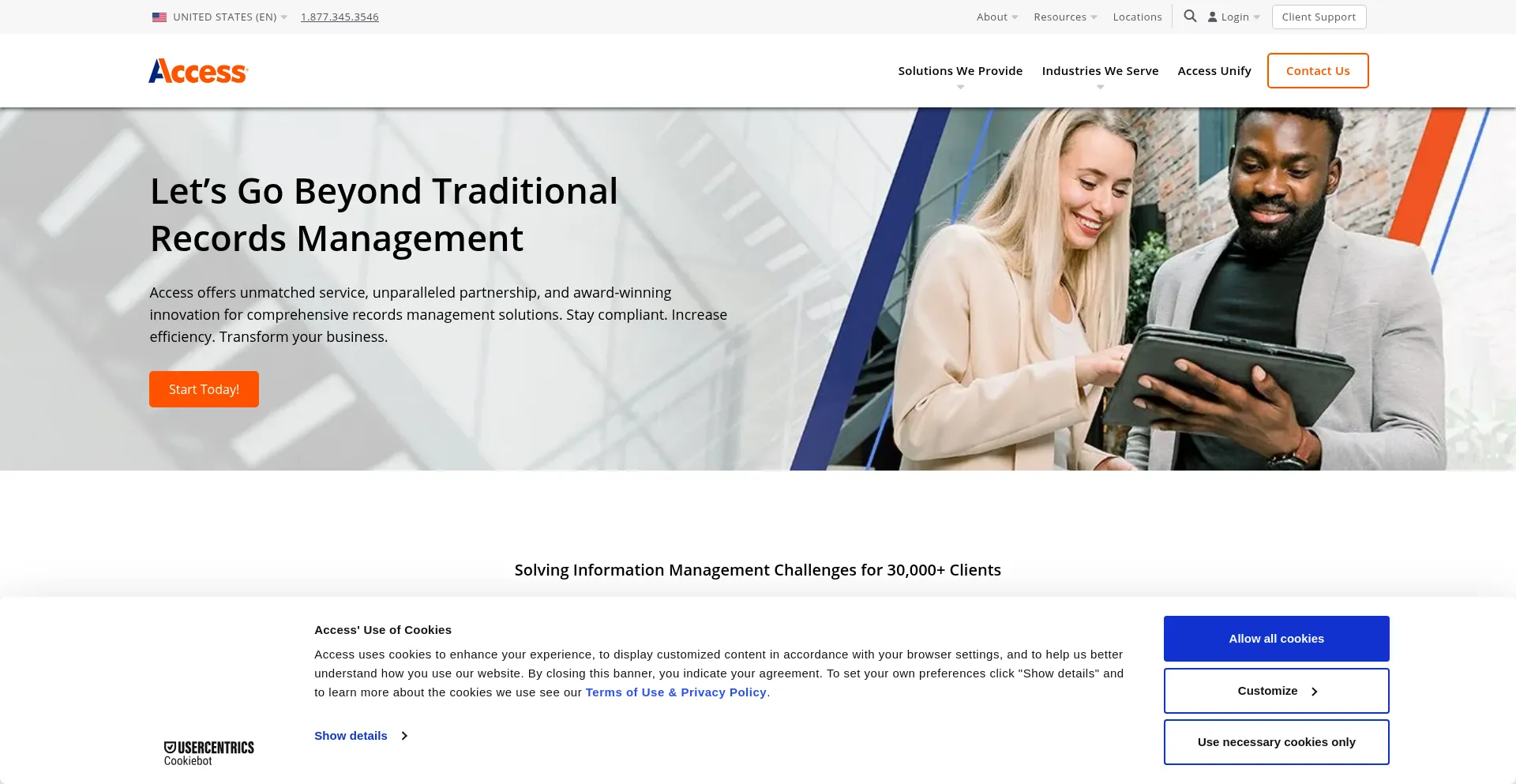 Website screenshot of Accesscorp.com