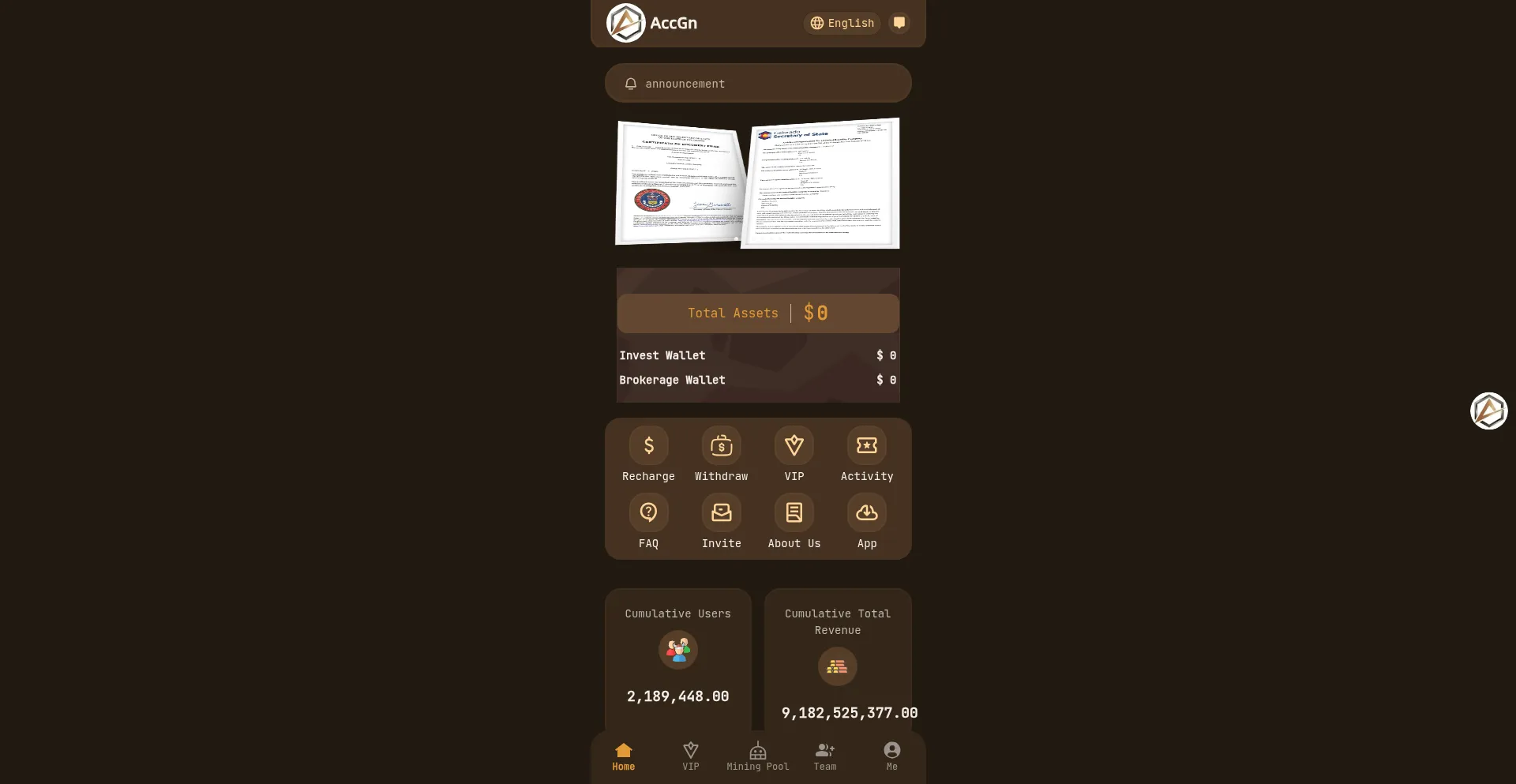 Accgnmine.com Screenshot