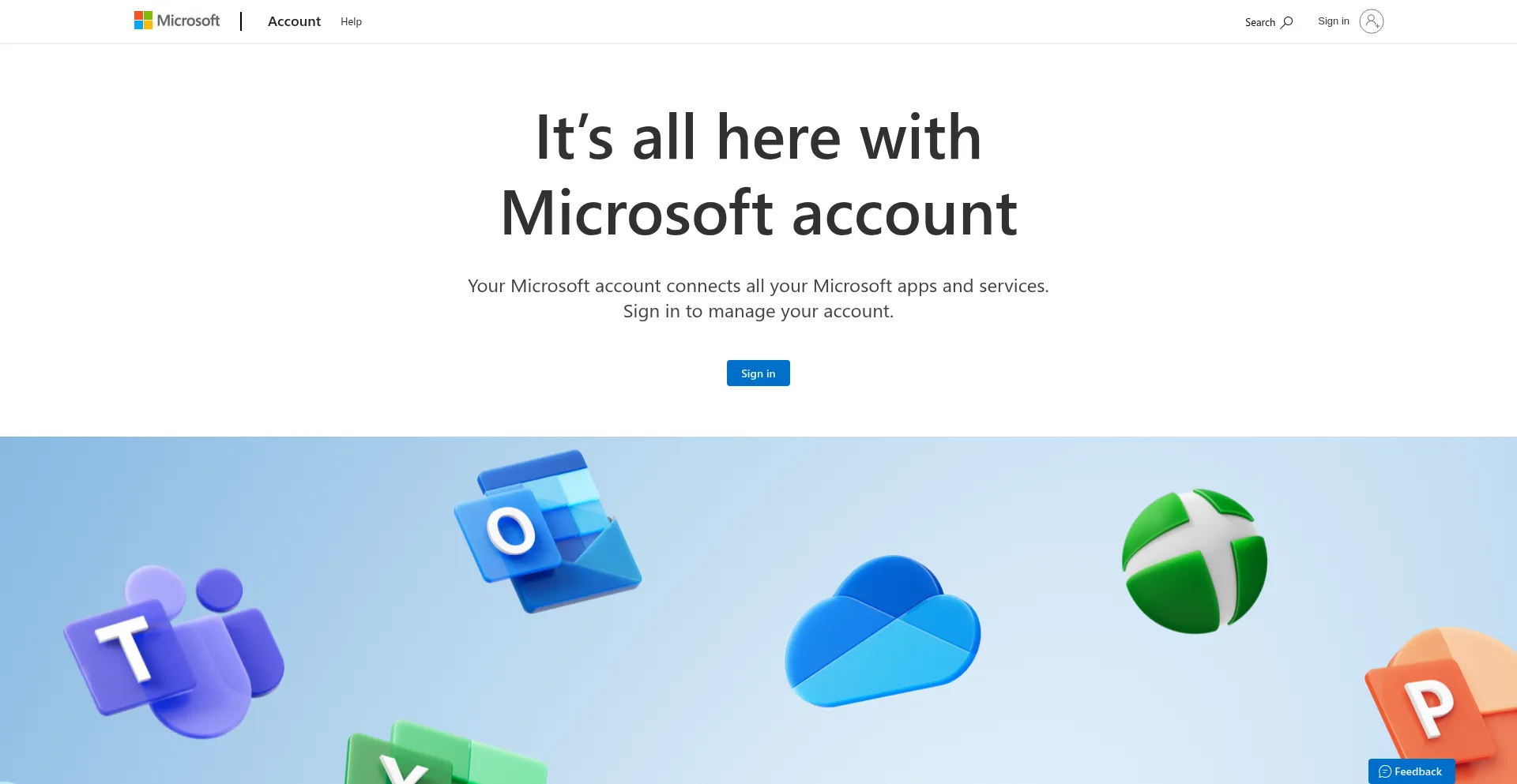 Website screenshot of Account.live.com