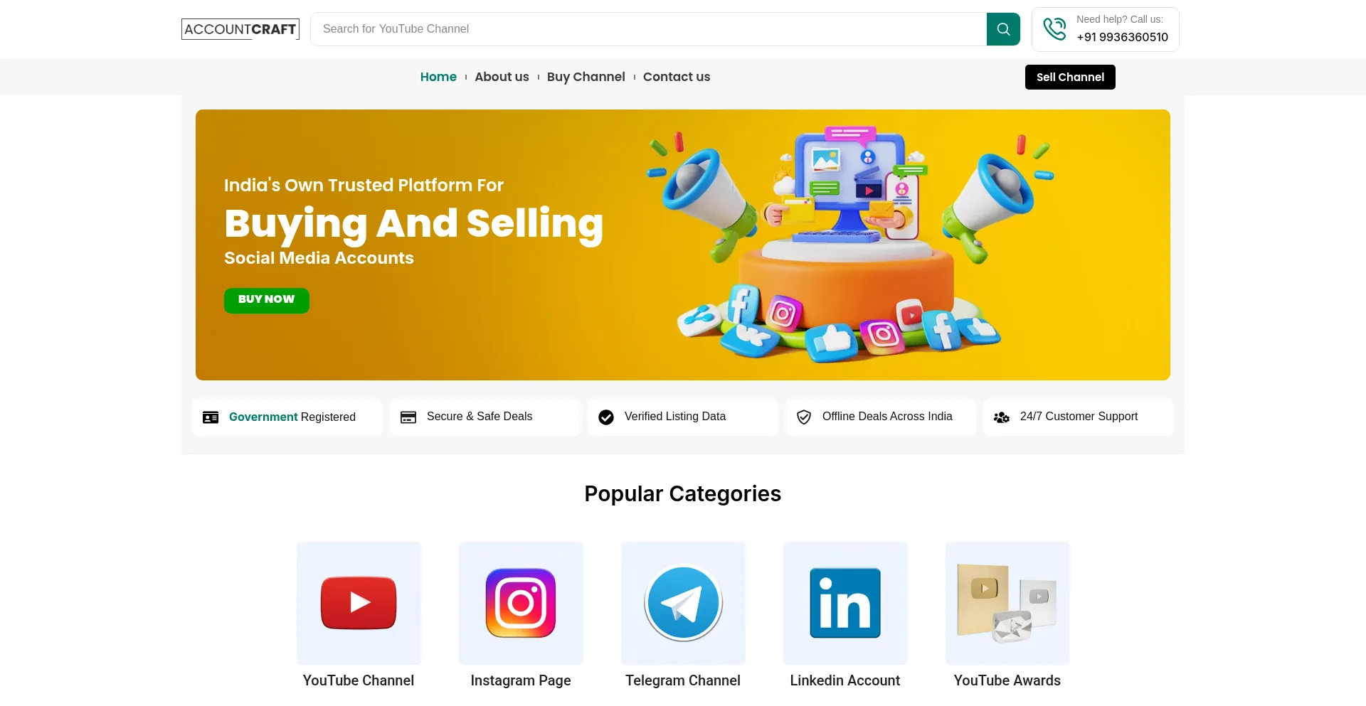 Website screenshot of Accountcraft.in