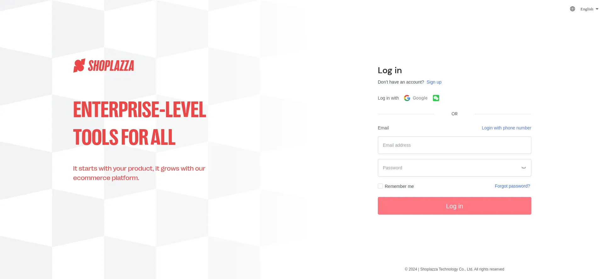 Accounts.shoplazza.com Screenshot