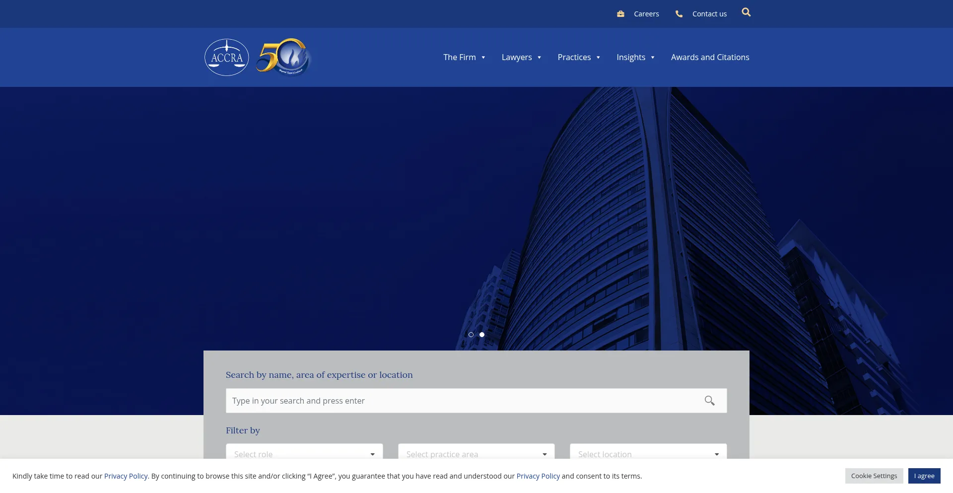 Website screenshot of Accralaw.com