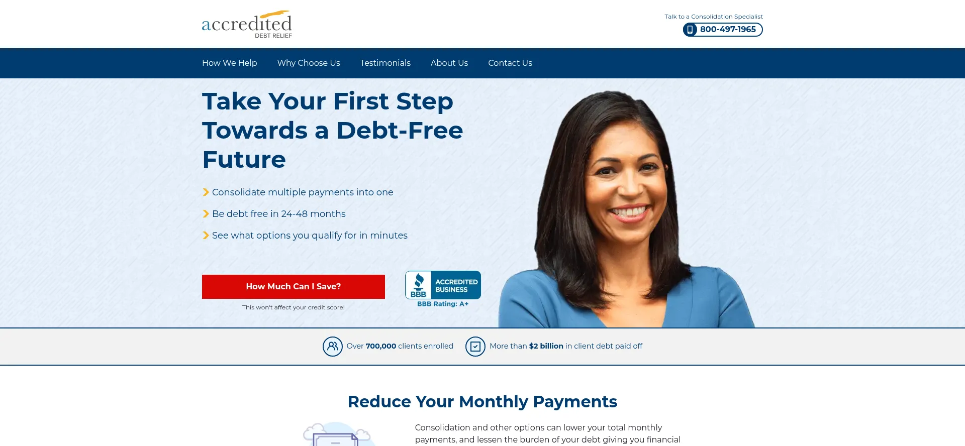 Accrediteddebtrelief.com Screenshot