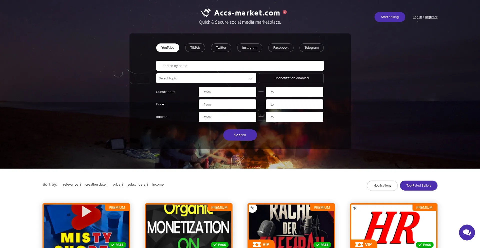 Website screenshot of Accs-market.com