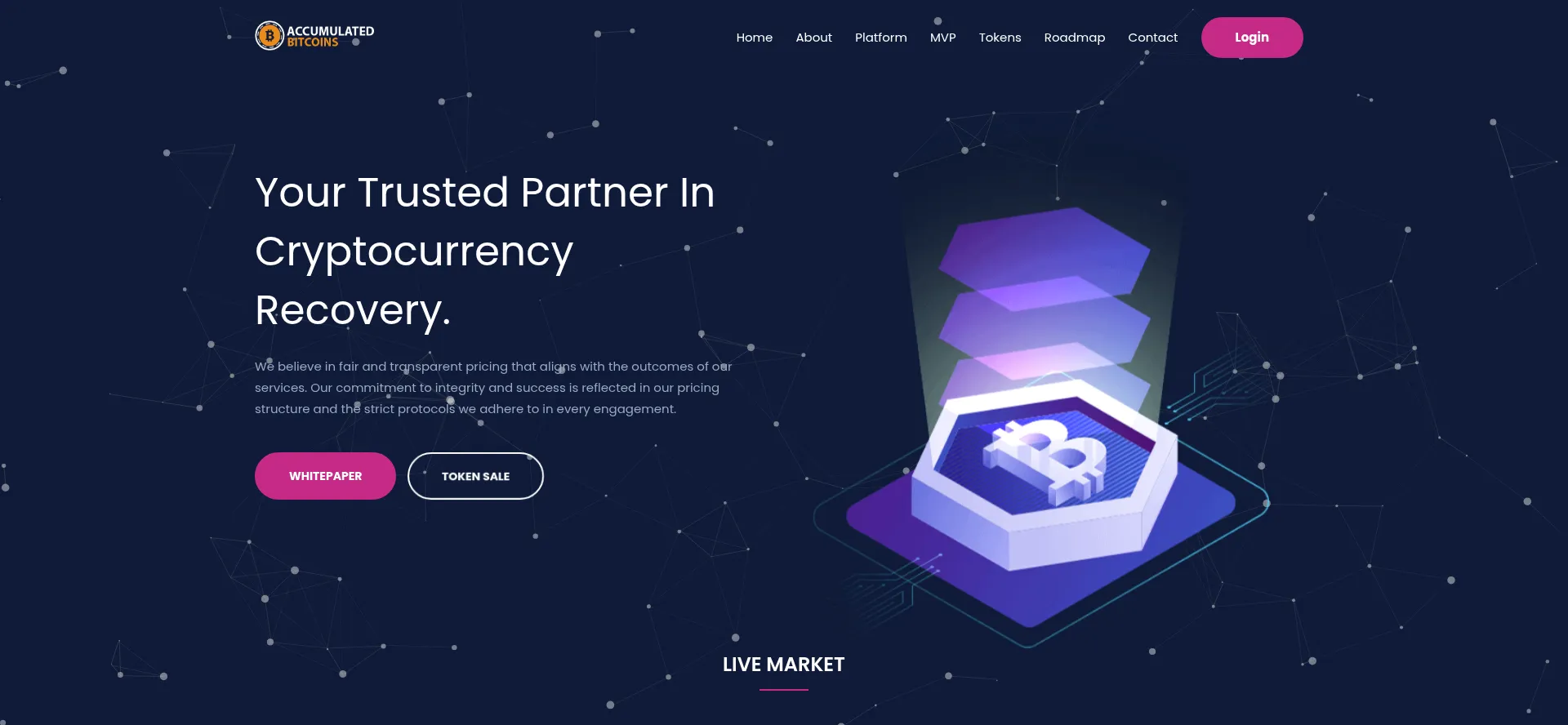 Website screenshot of Accumulatedbitcoins.com