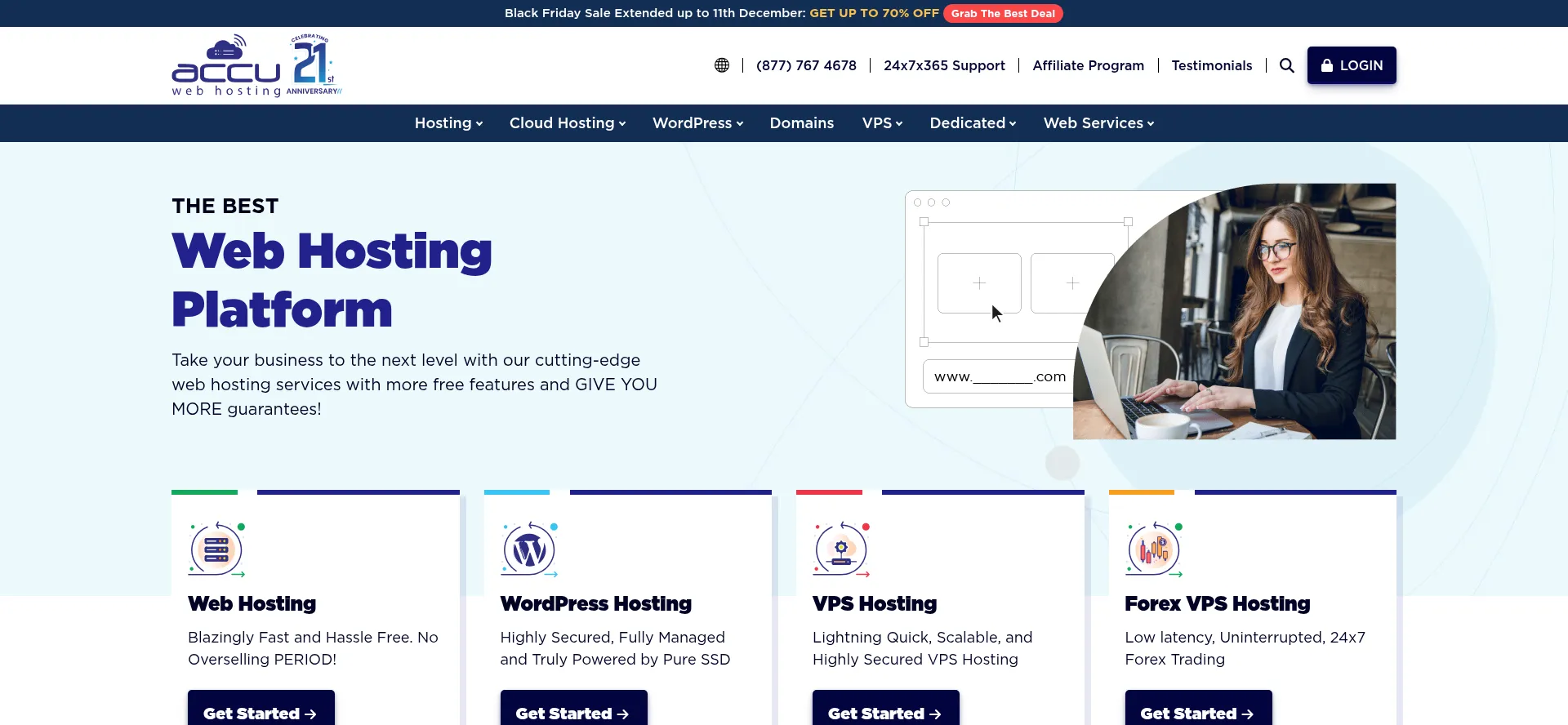 Website screenshot of Accuwebhosting.com