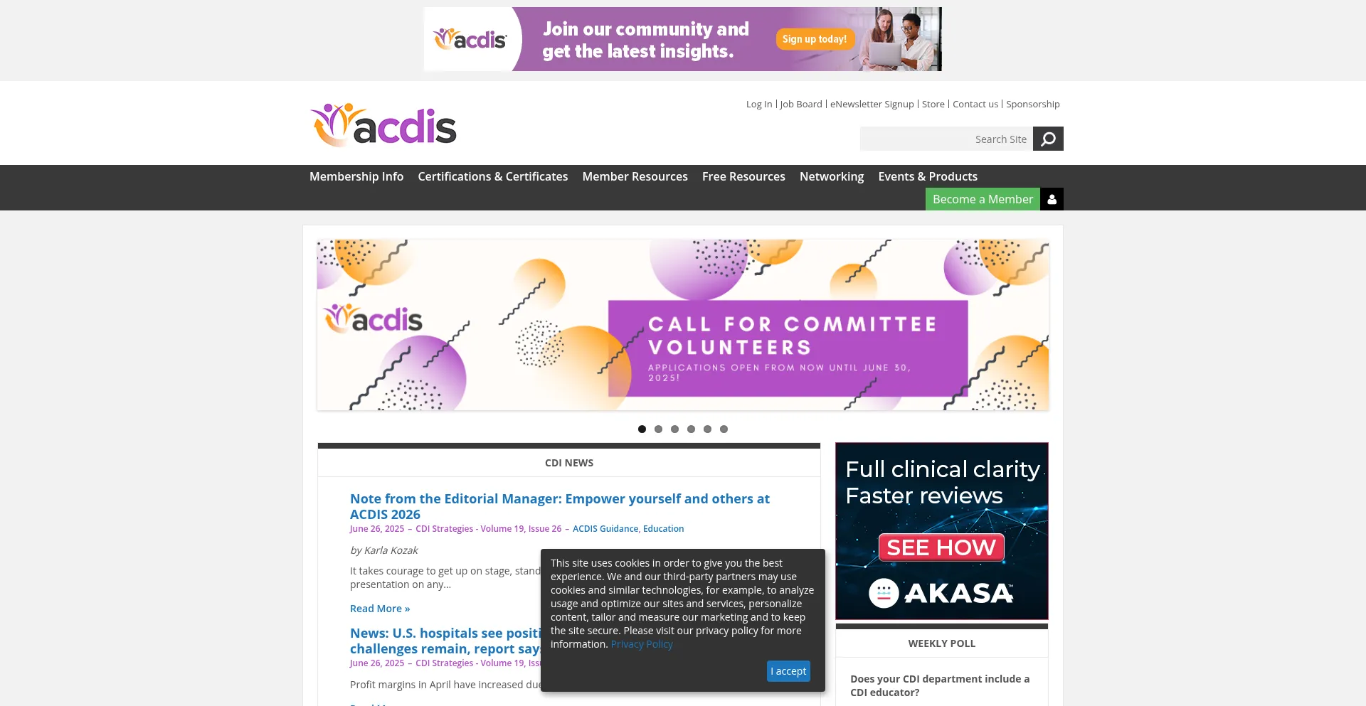 Website screenshot of Acdis.org