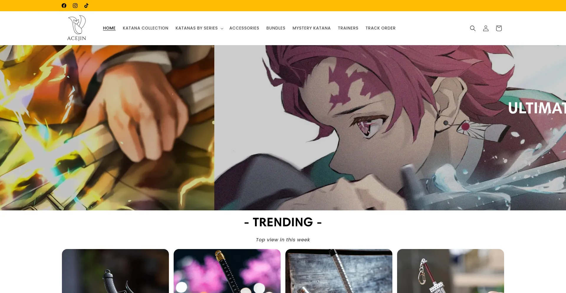 Website screenshot of Acejinkatana.com