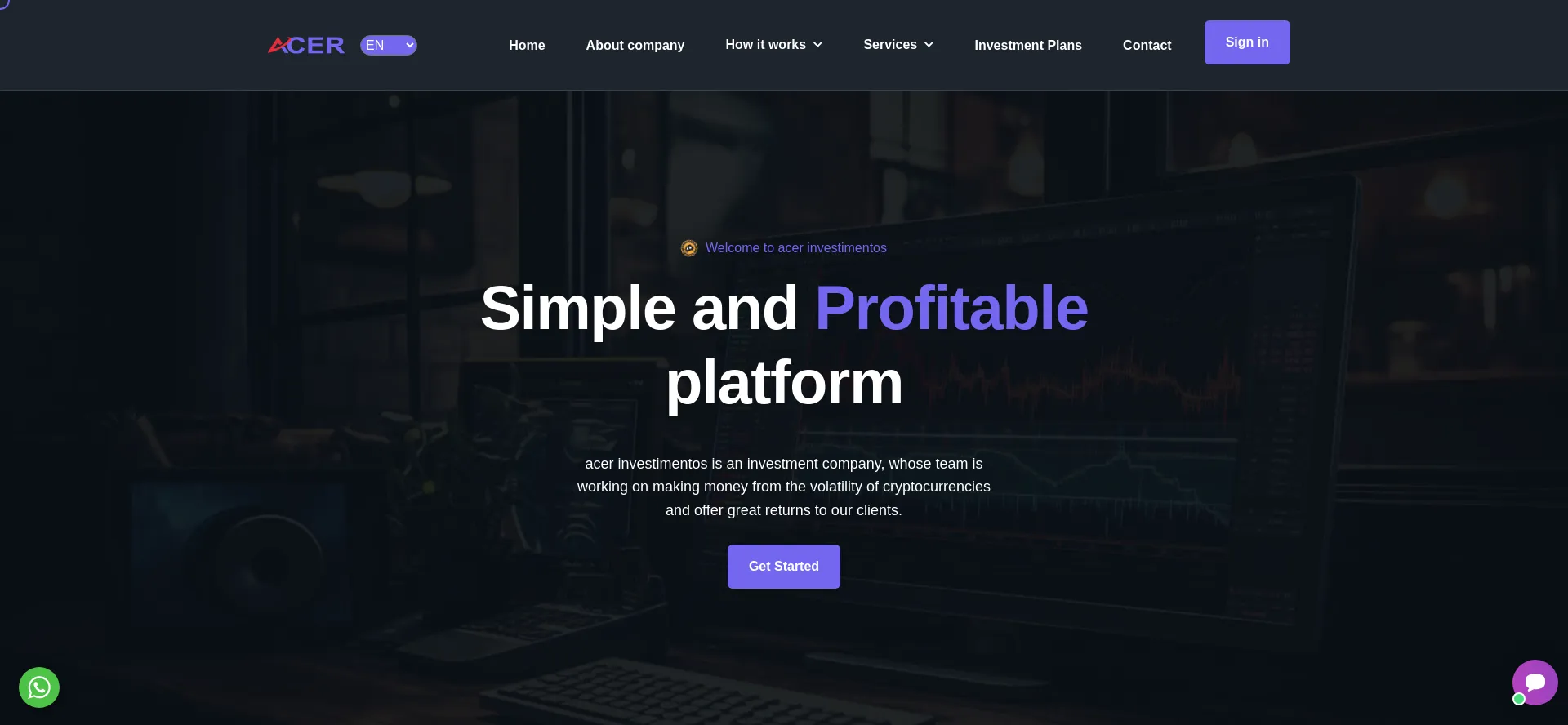 Website screenshot of Acerinvestimentos.com