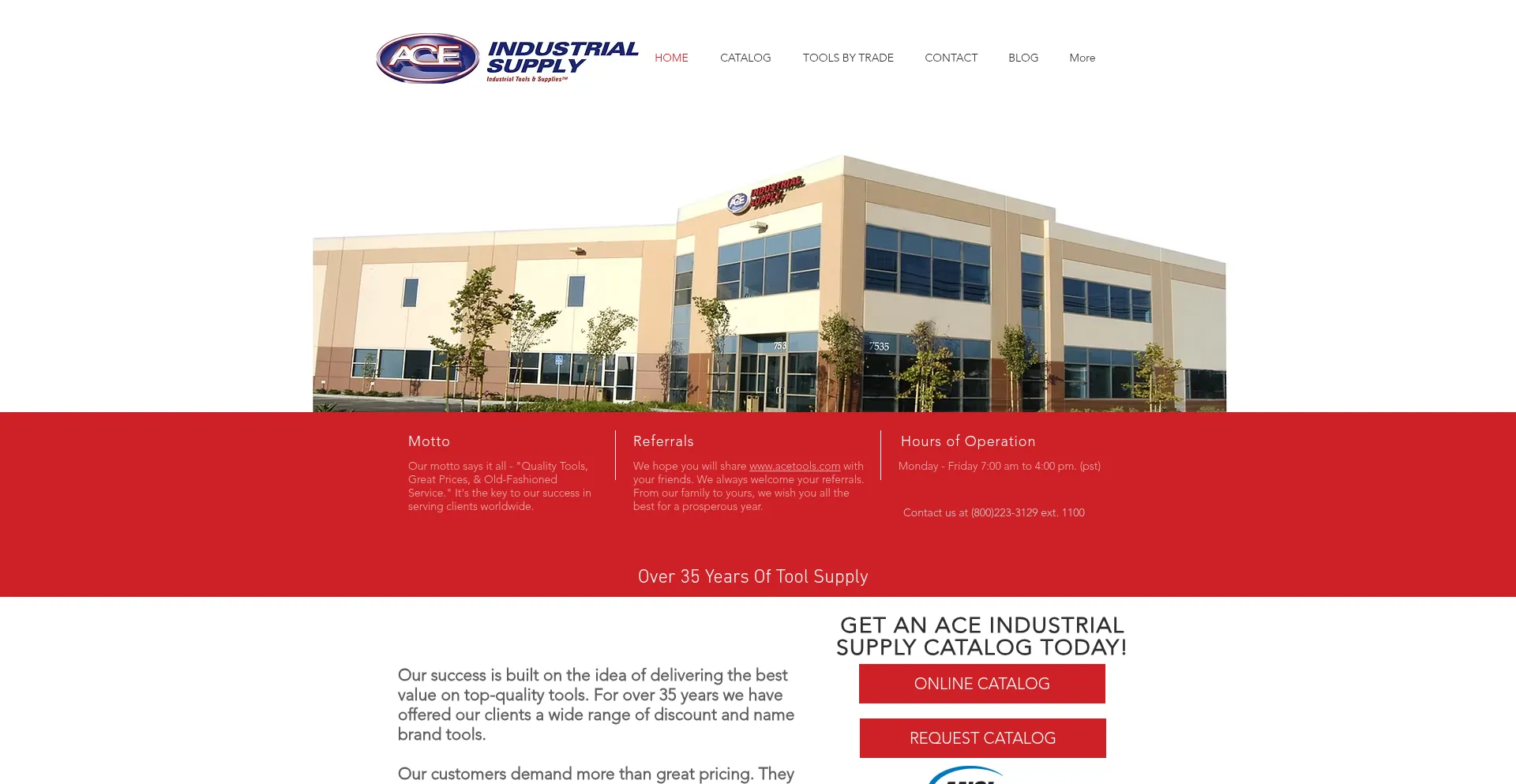 Website screenshot of Acetools.com