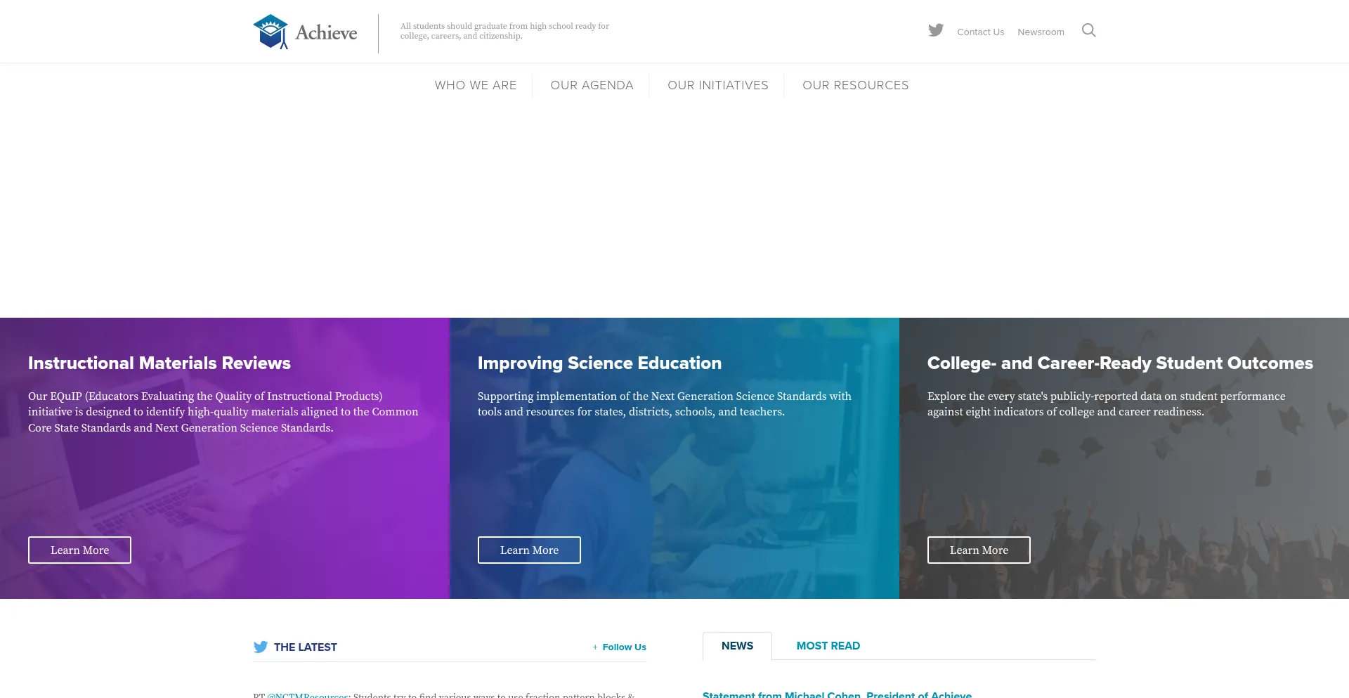 Website screenshot of Achieve.org