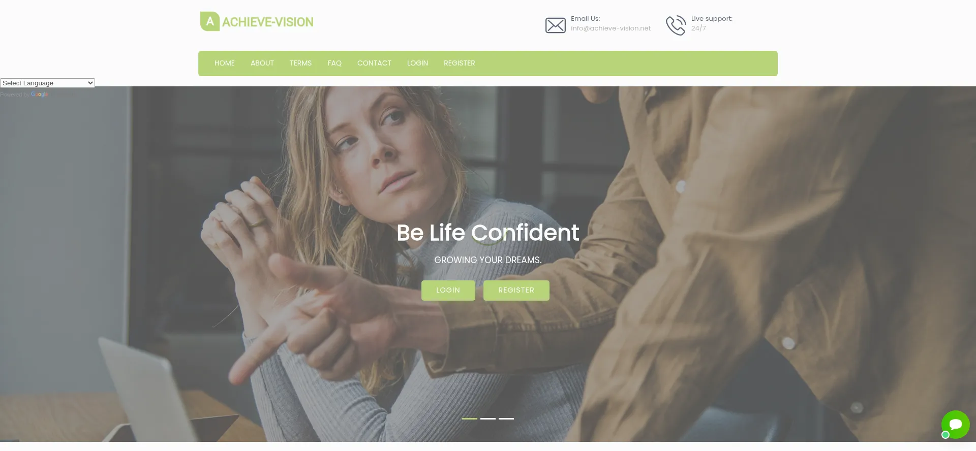 Website screenshot of Achieve-vision.net