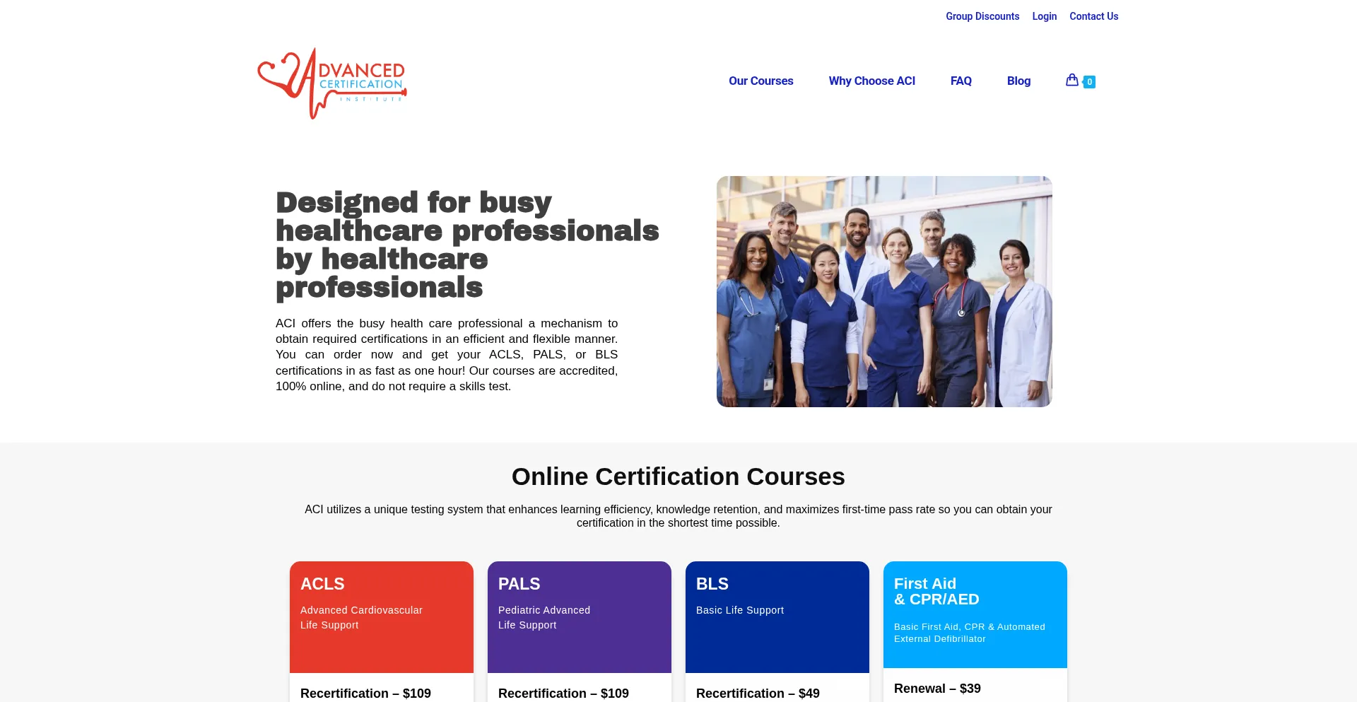 Website screenshot of Aciacls.com