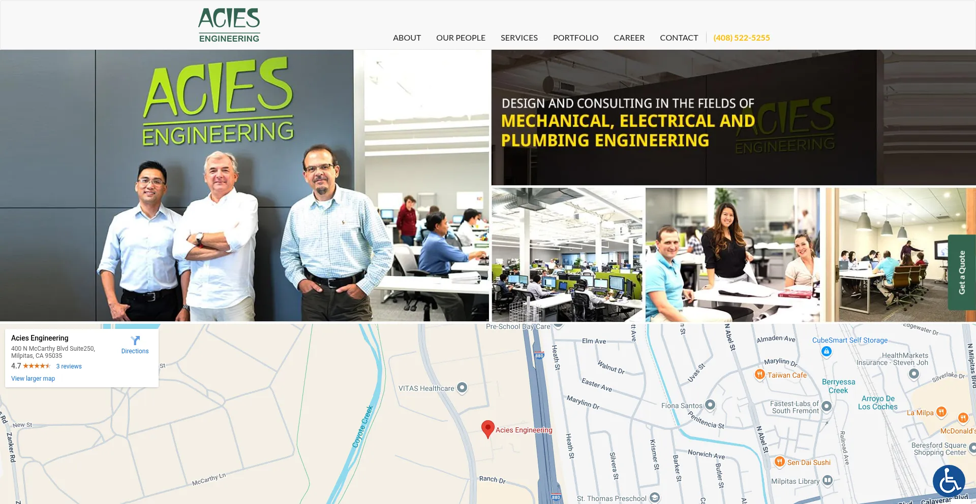 Website screenshot of Acies.net
