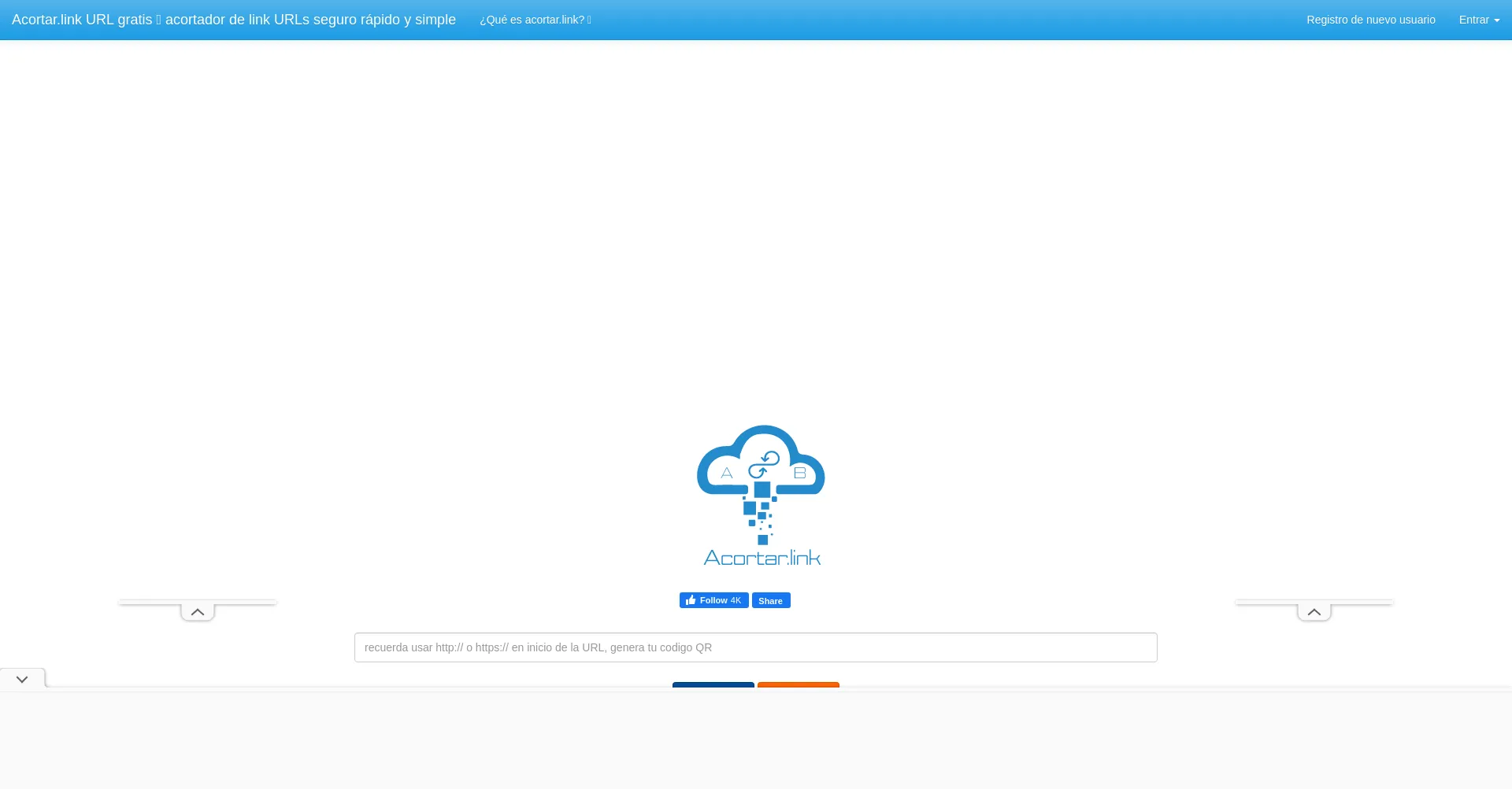 Website screenshot of Acortar.link