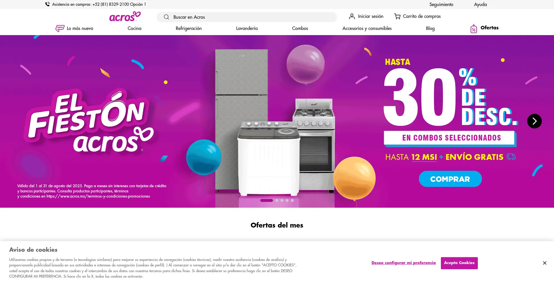 Website screenshot of Acros.mx