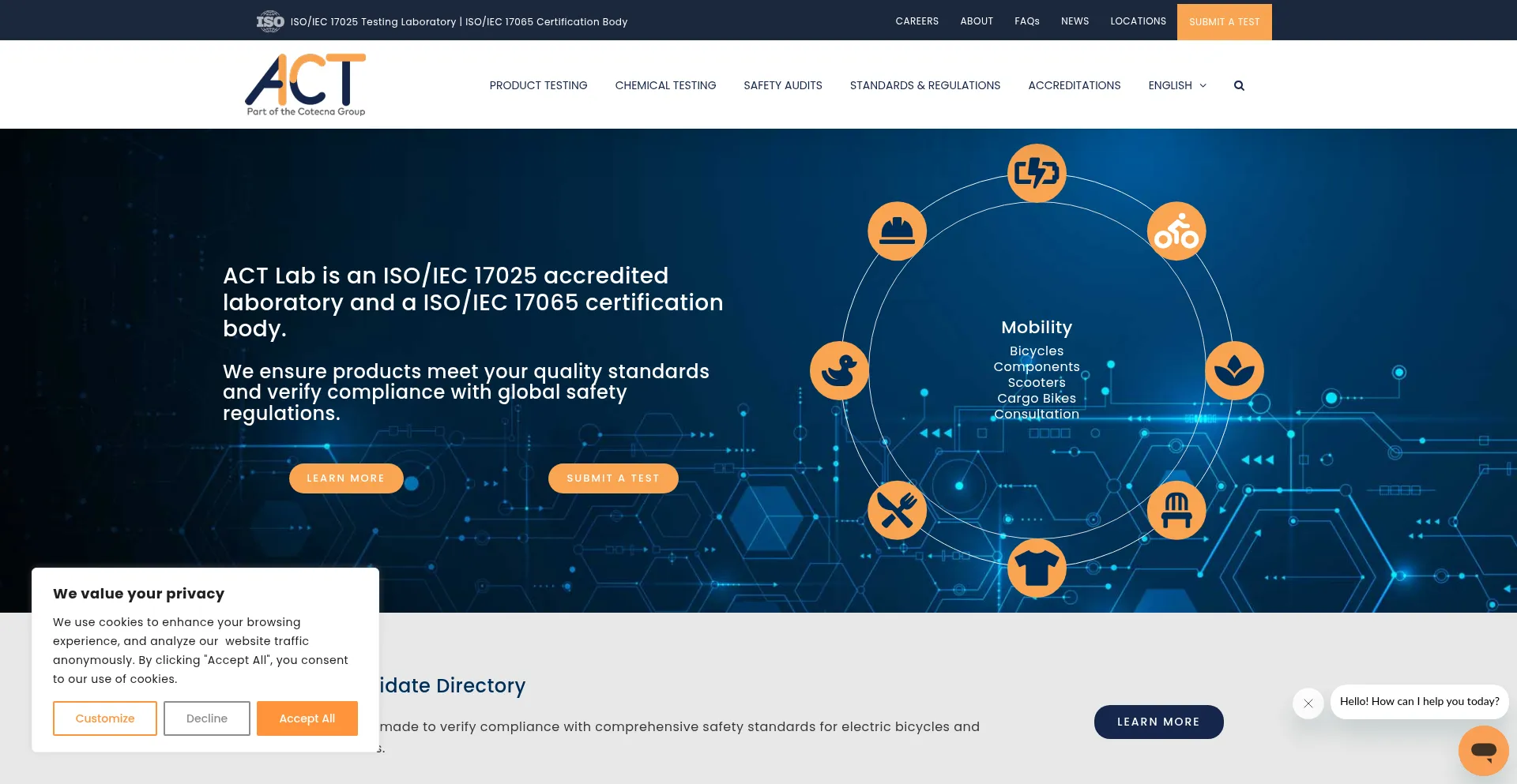 Website screenshot of Act-lab.com