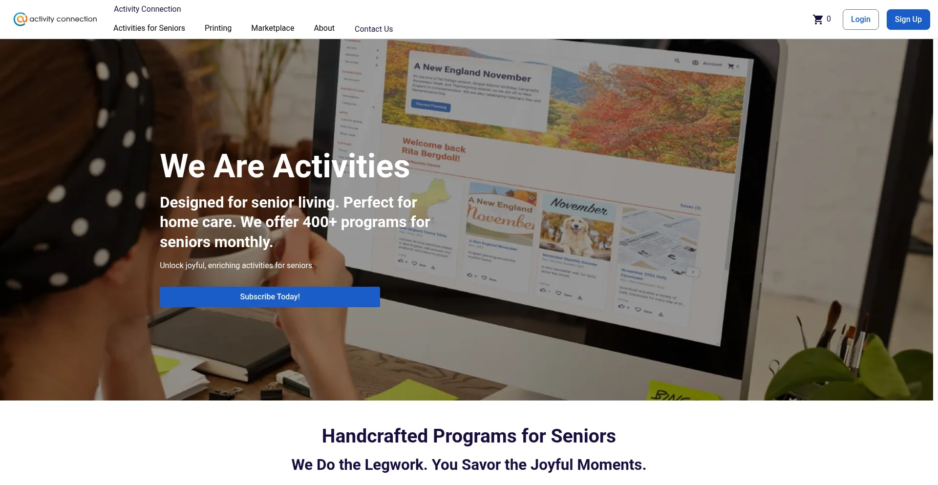 Website screenshot of Activityconnection.com