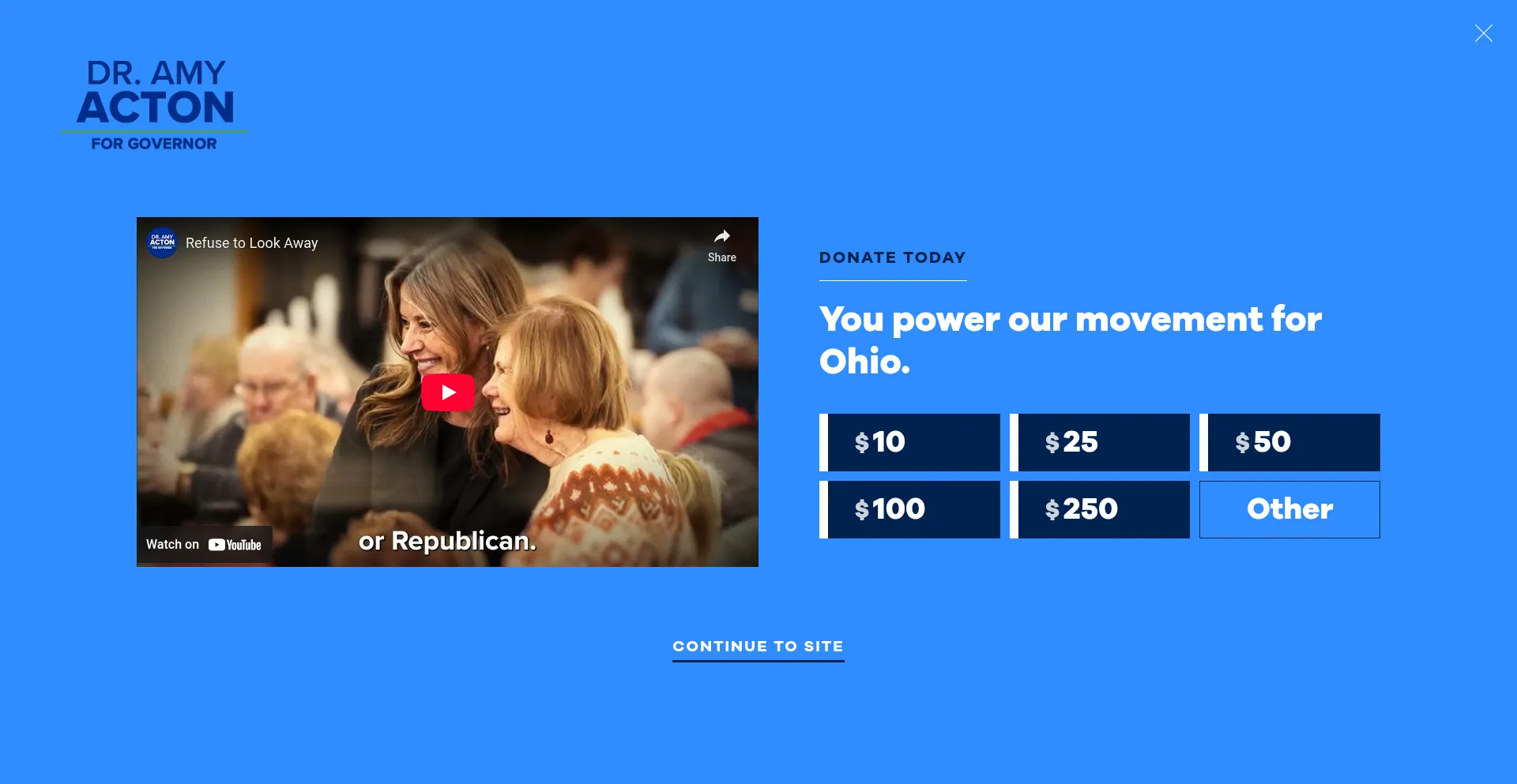 Website screenshot of Actonforgovernor.com