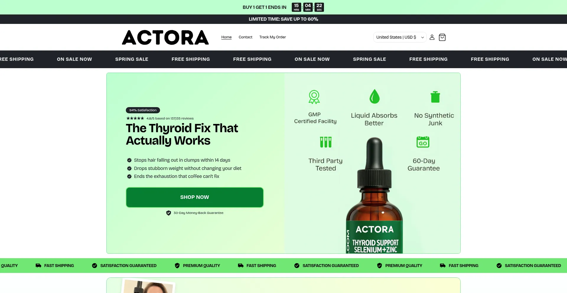 Website screenshot of Actora.shop