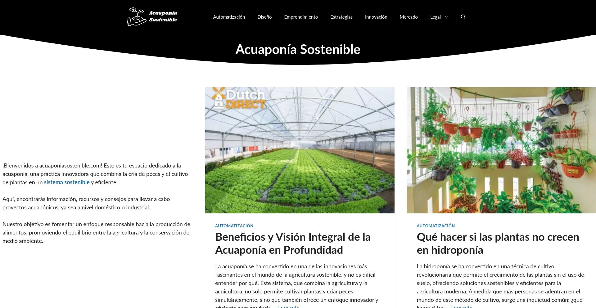 Website screenshot of Acuaponiasostenible.com