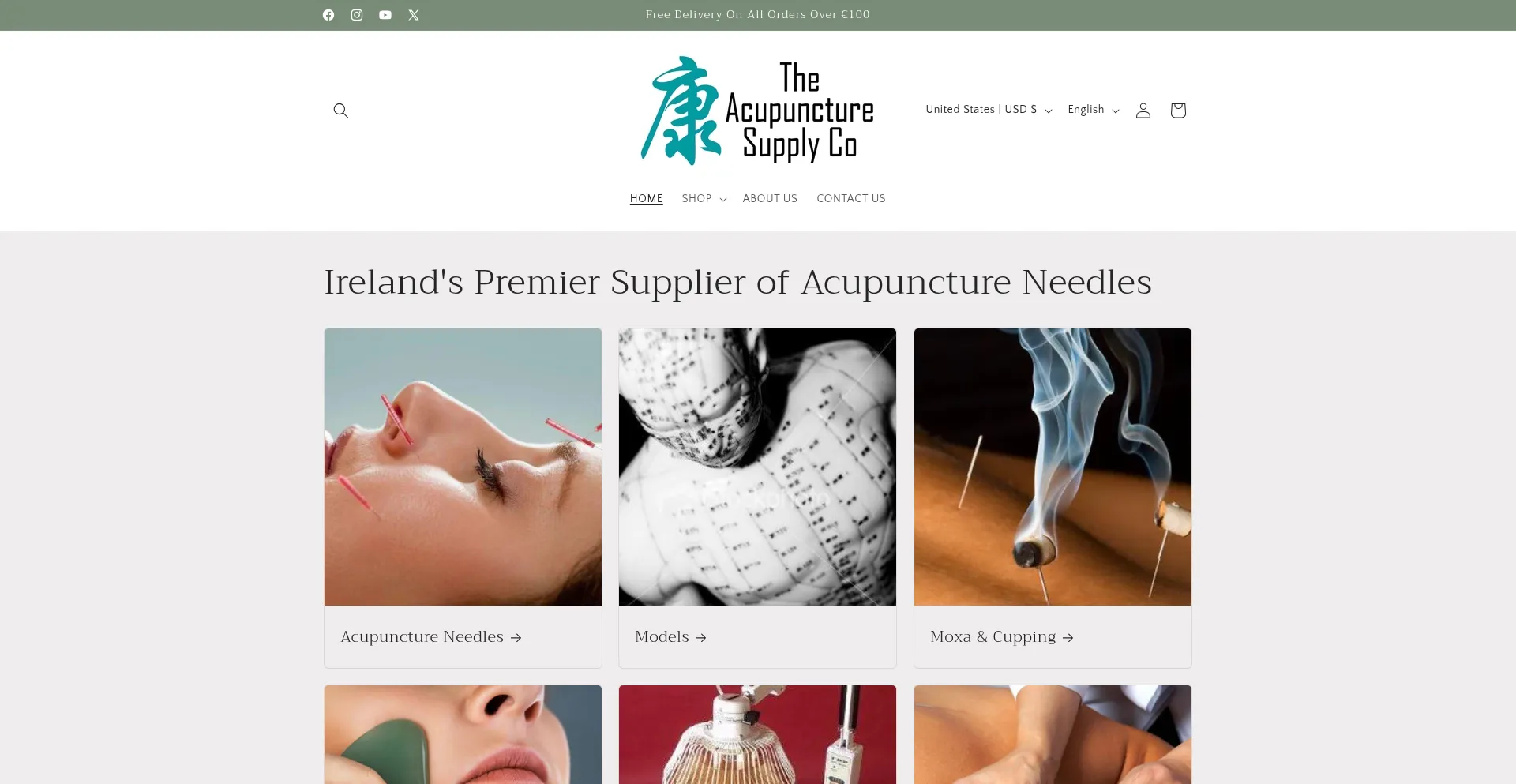Website screenshot of Acupuncturesupplies.net