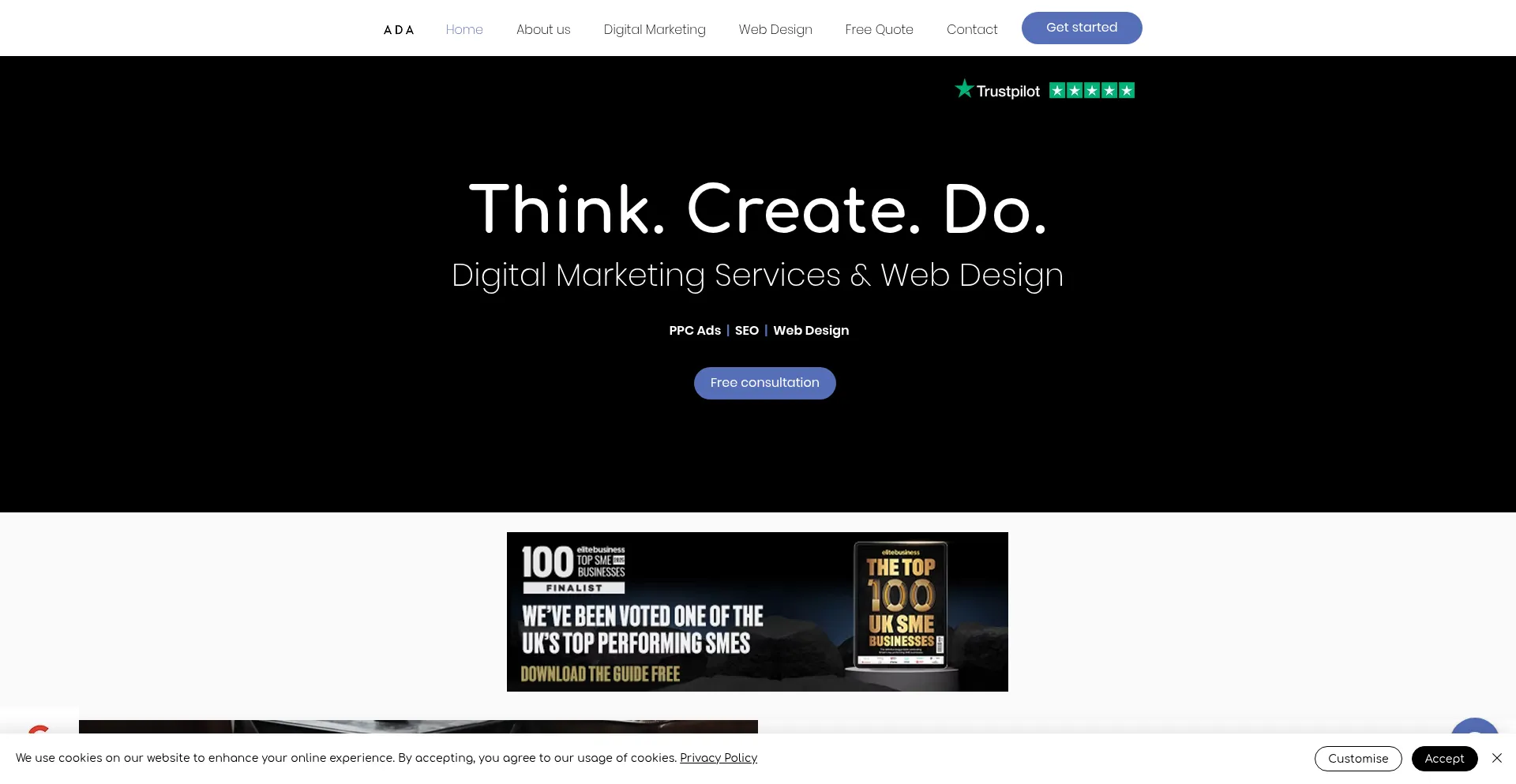 Website screenshot of Ada-digital.co.uk