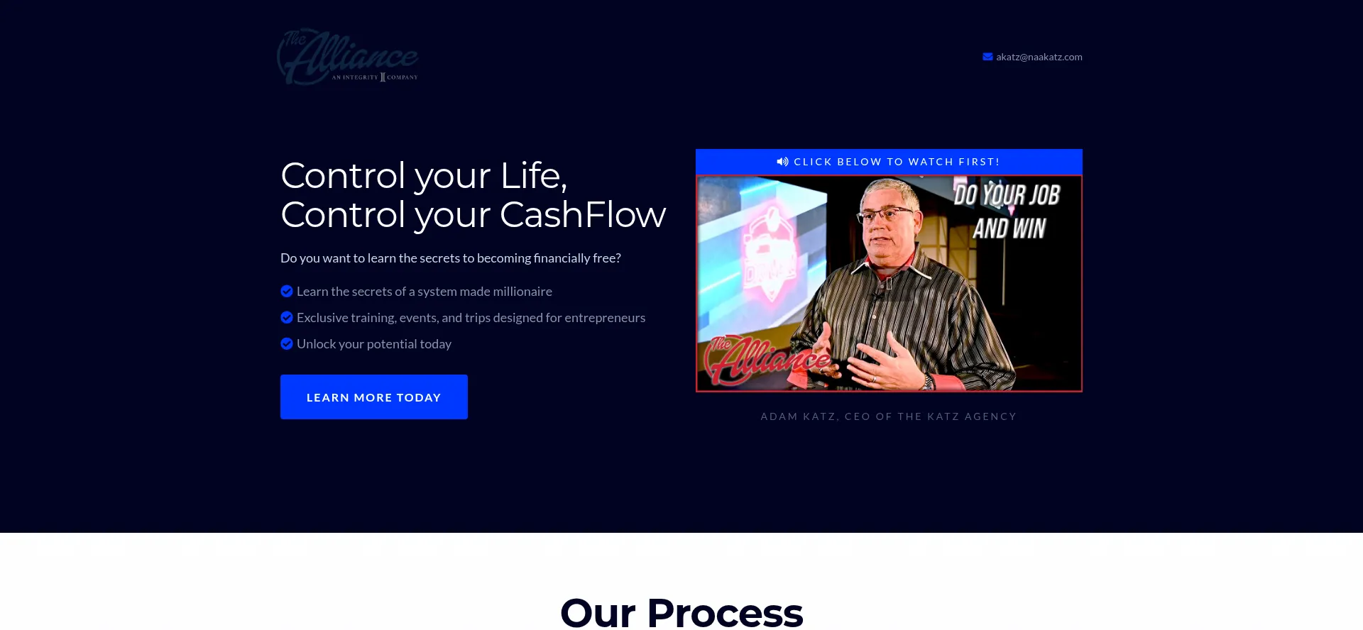 Website screenshot of Adamkatzagency.com