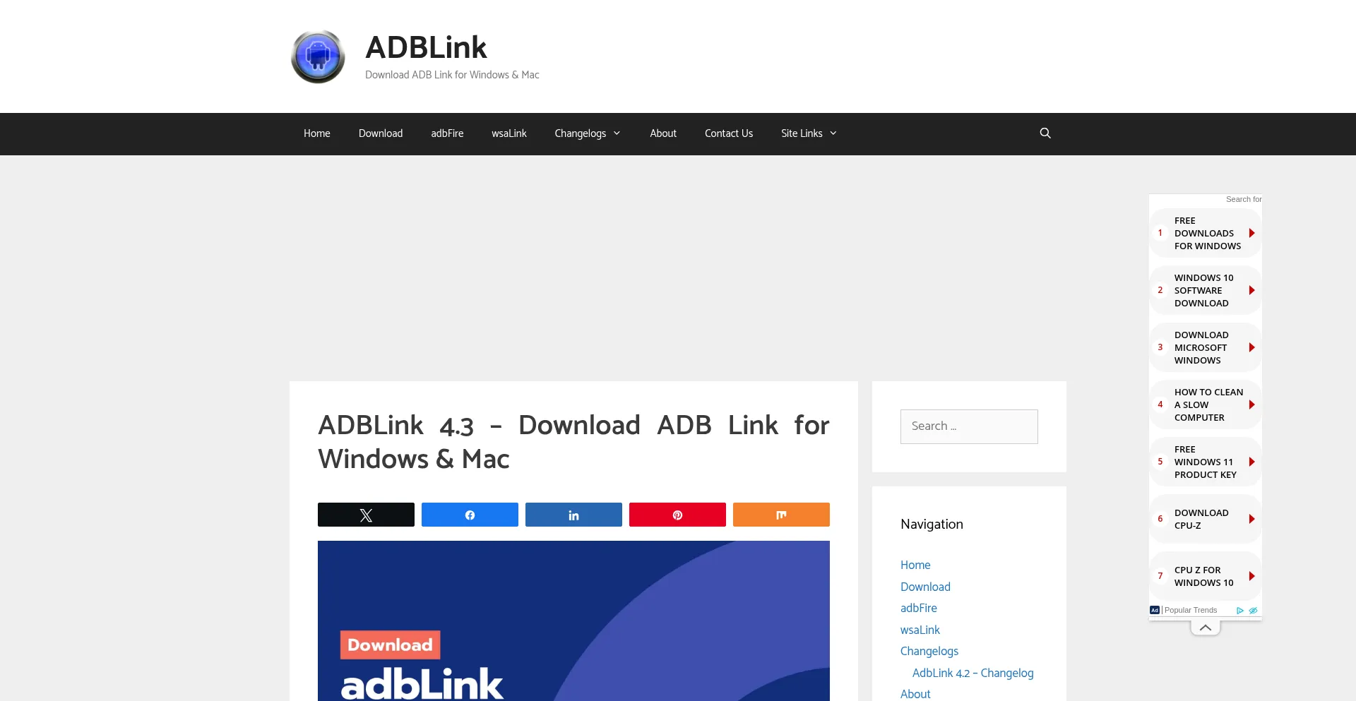 Website screenshot of Adblink.me