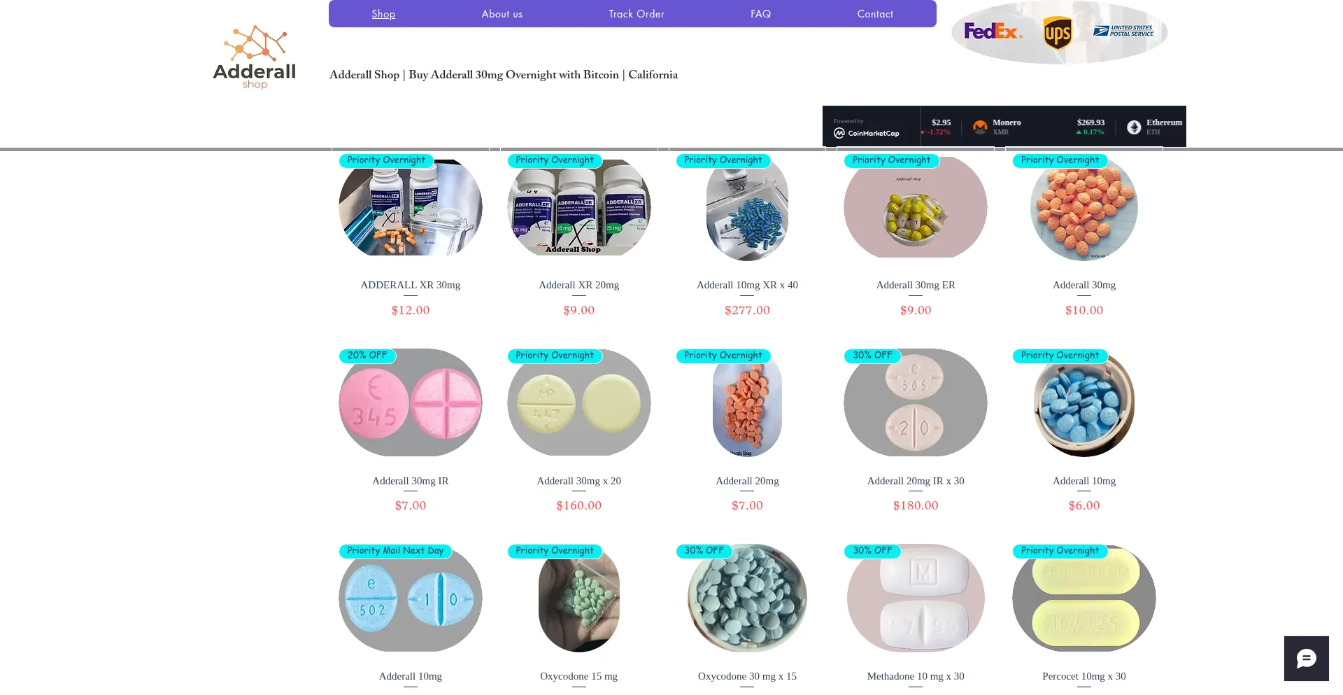 Website screenshot of Adderall.shop