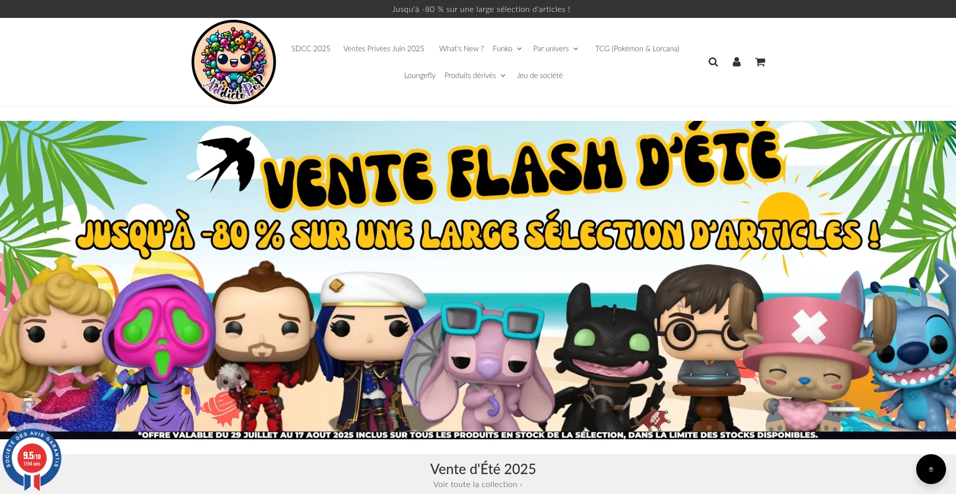 Website screenshot of Addictopop.com