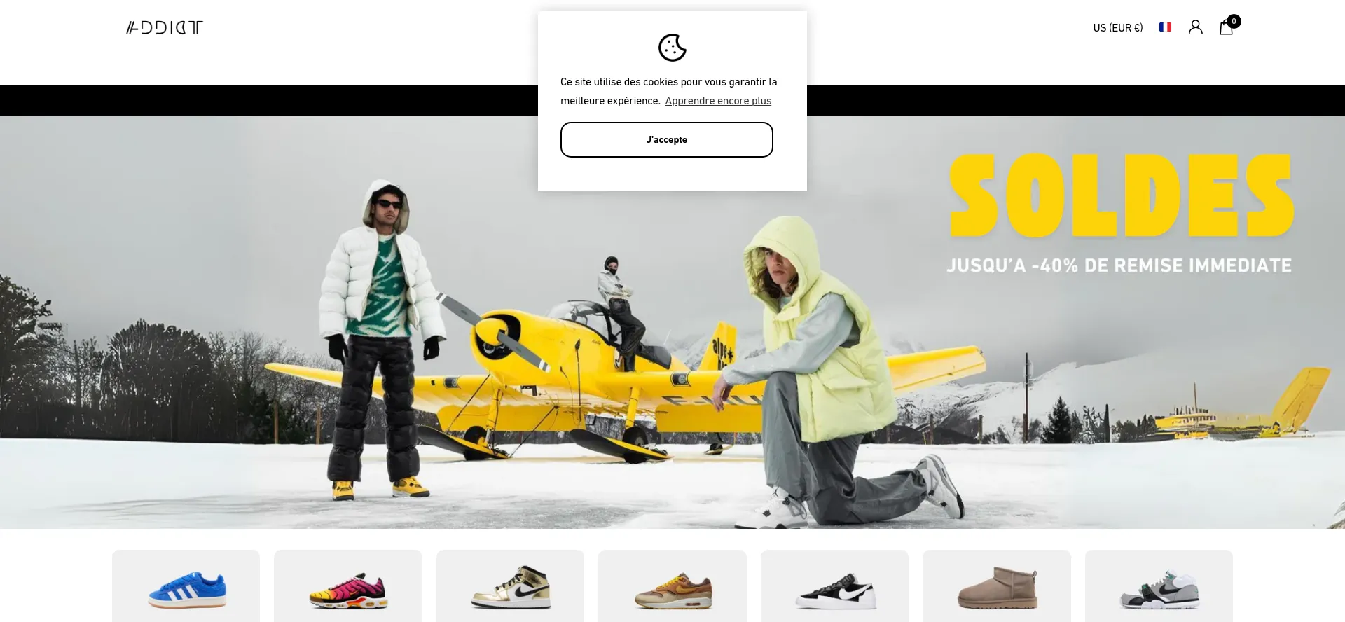 Website screenshot of Addictsneakers.com