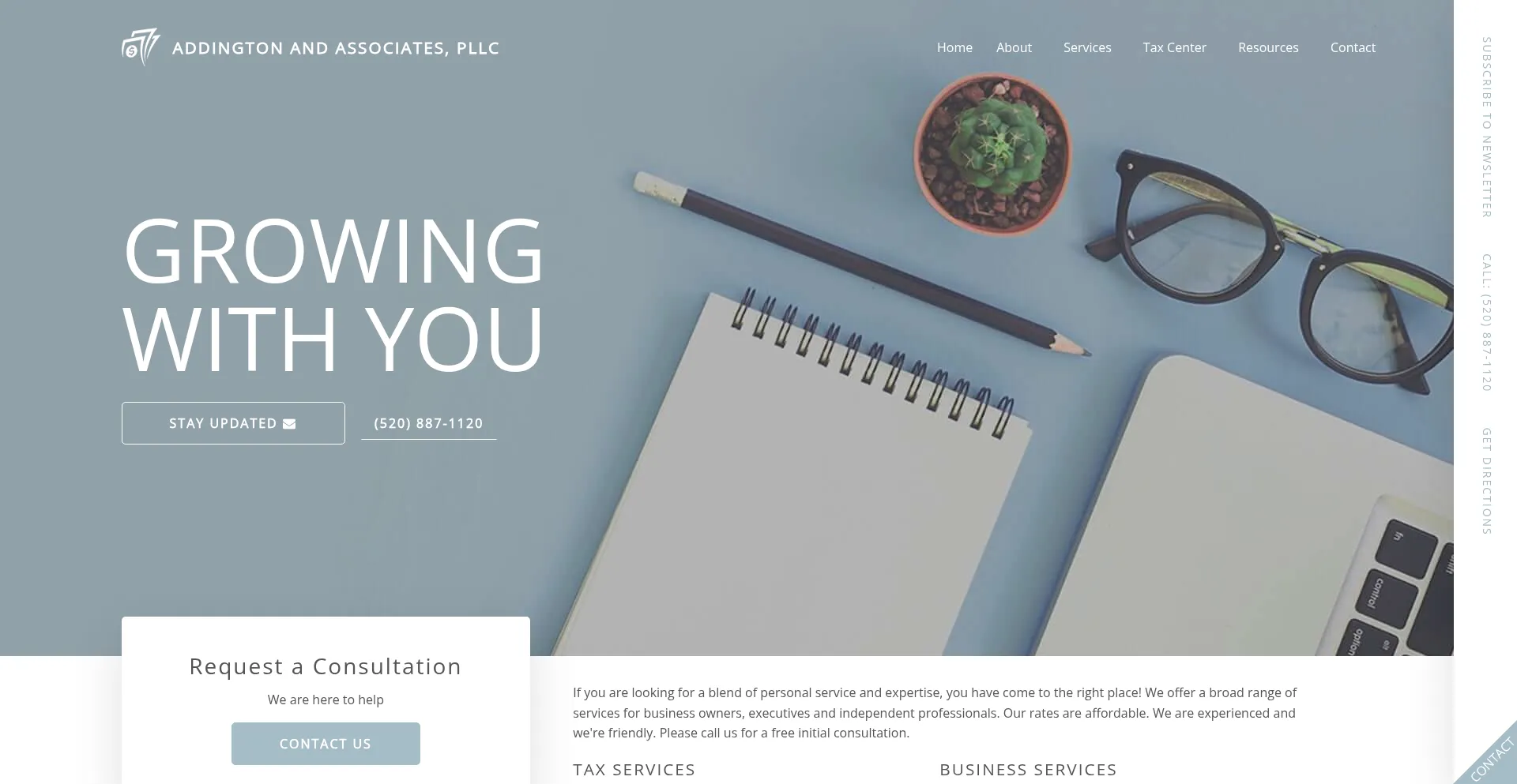 Website screenshot of Addingtoncpa.com