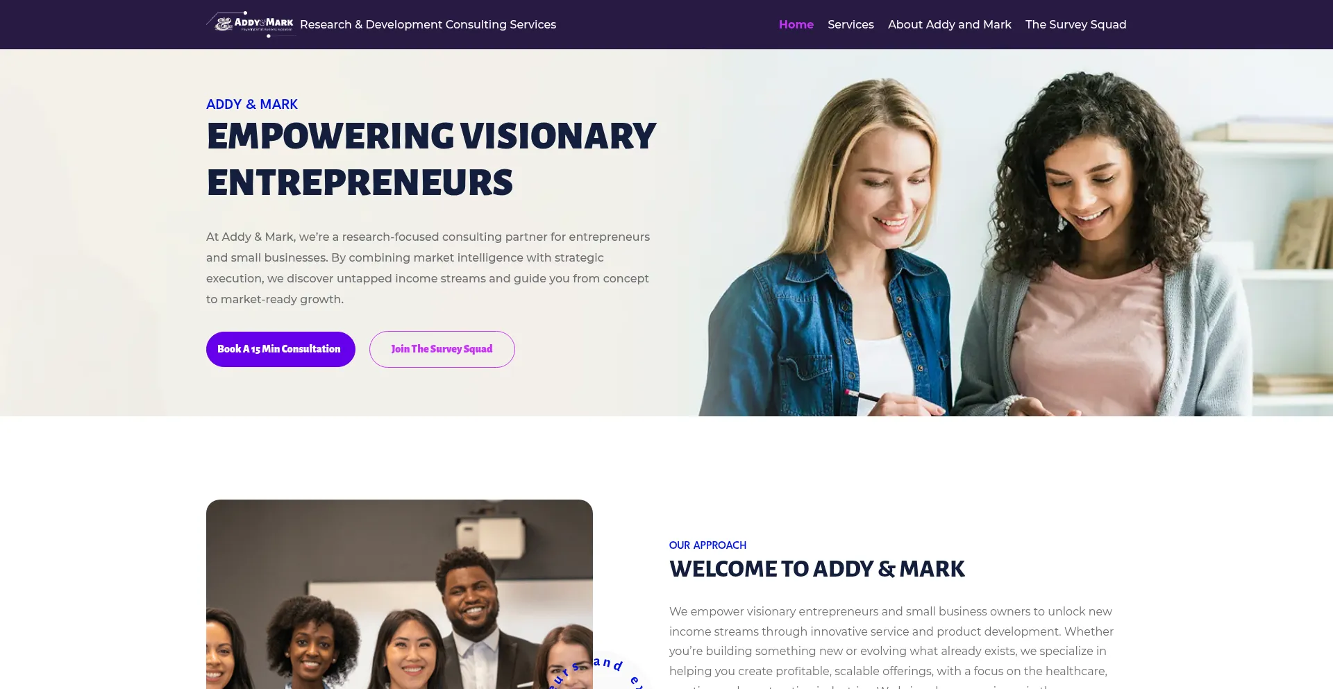 Website screenshot of Addyandmark.com