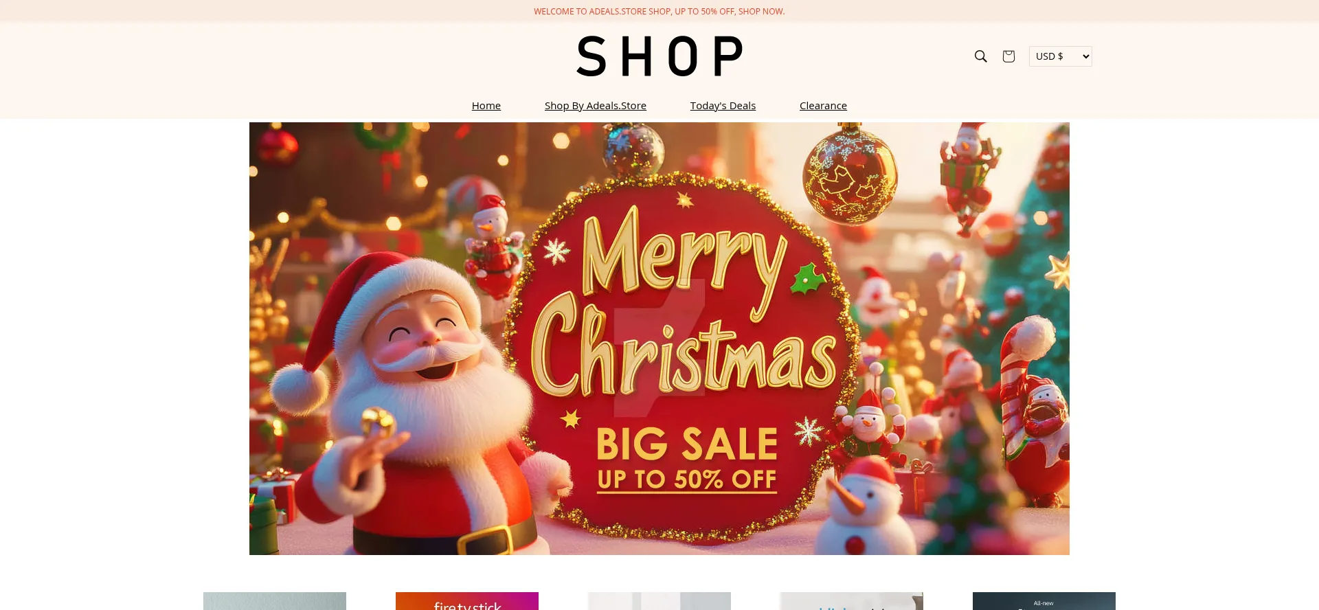 Website screenshot of Adeals.store