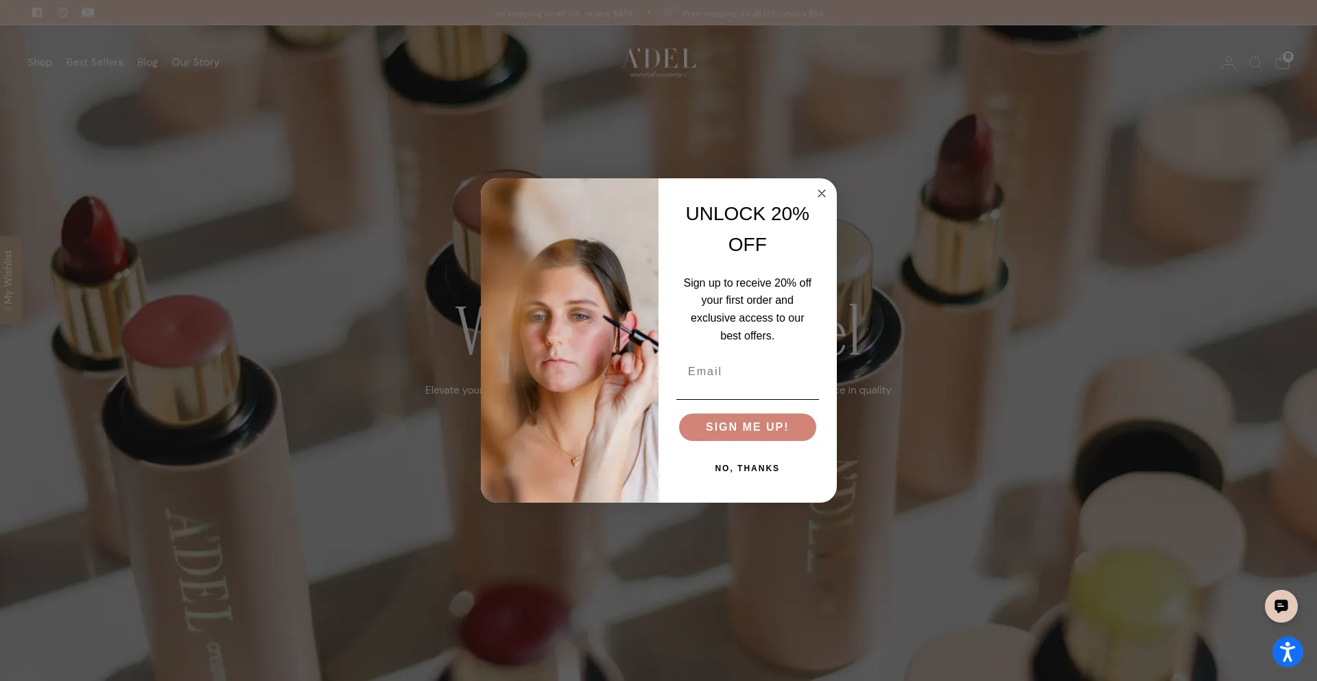 Website screenshot of Adelnaturalcosmetics.com