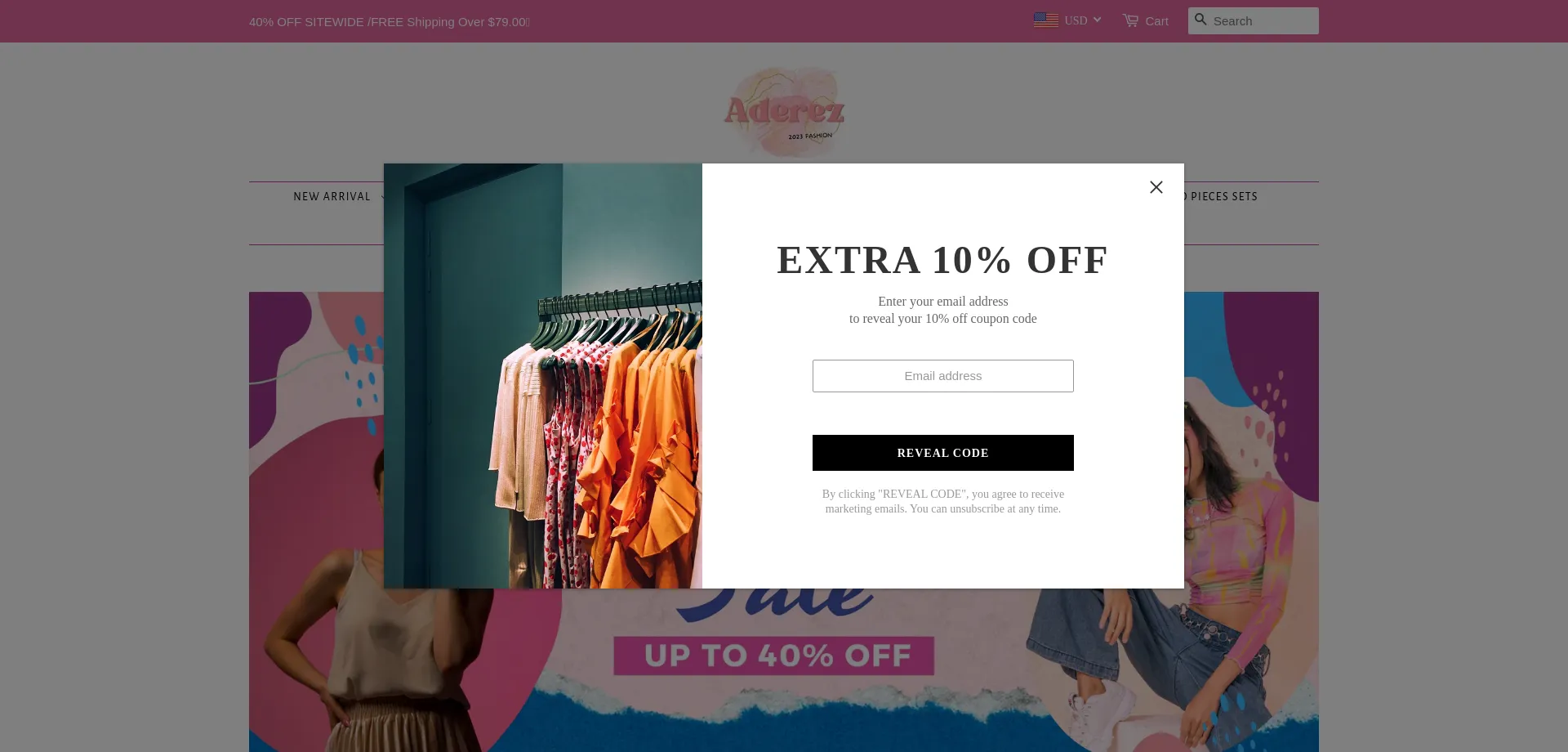 Website screenshot of Aderez.com