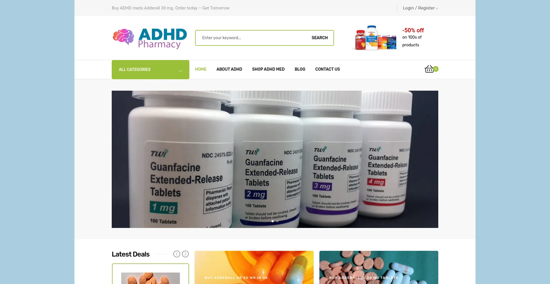 Website screenshot of Adhdpharmacy.uk