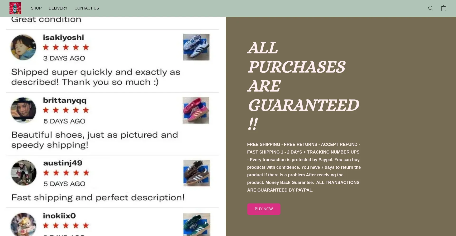 Website screenshot of Adidassneaker.com