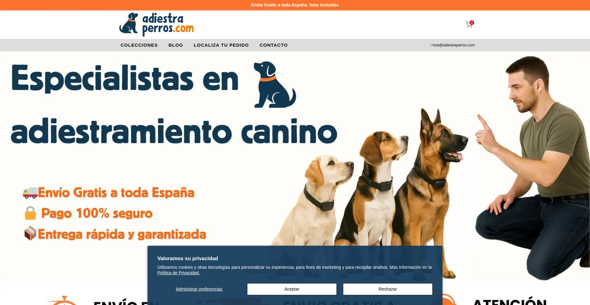 Website screenshot of Adiestraperros.com