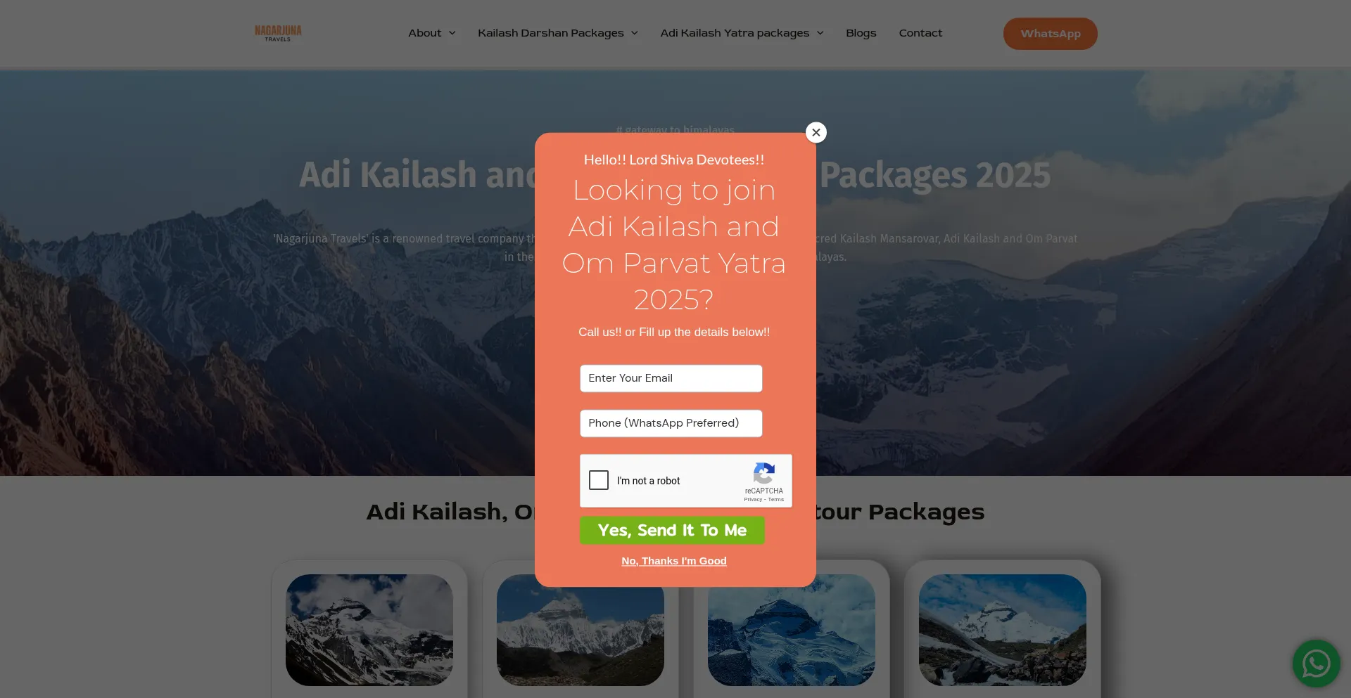 Website screenshot of Adikailash-yatra.com