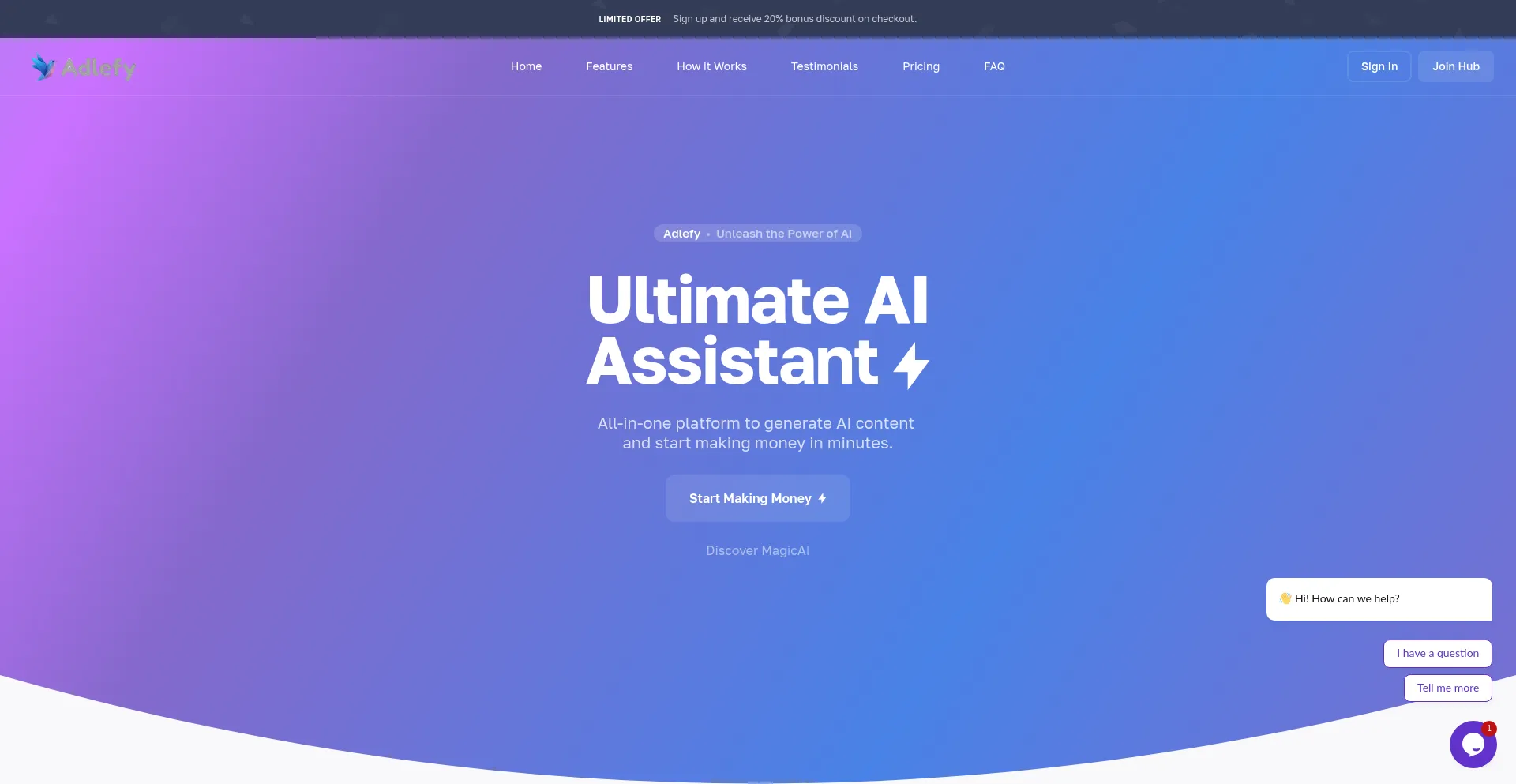 Website screenshot of Adlefy.com
