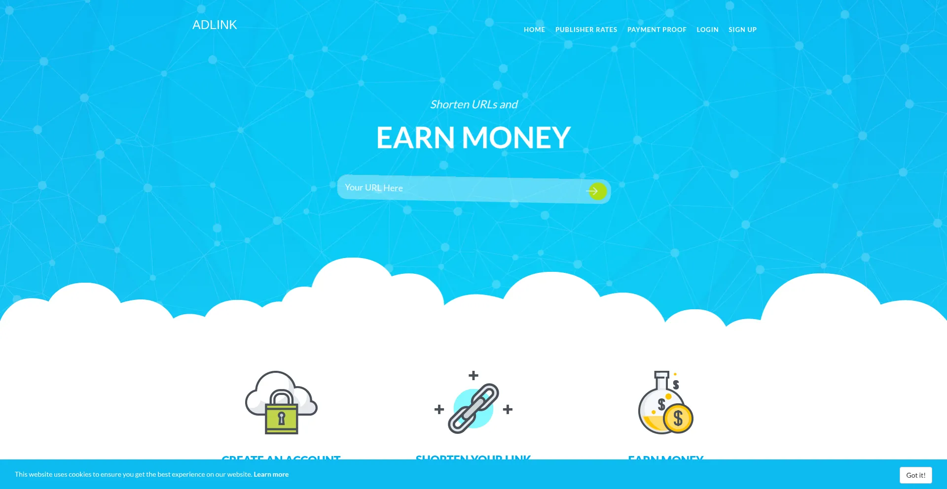 Website screenshot of Adlink.click