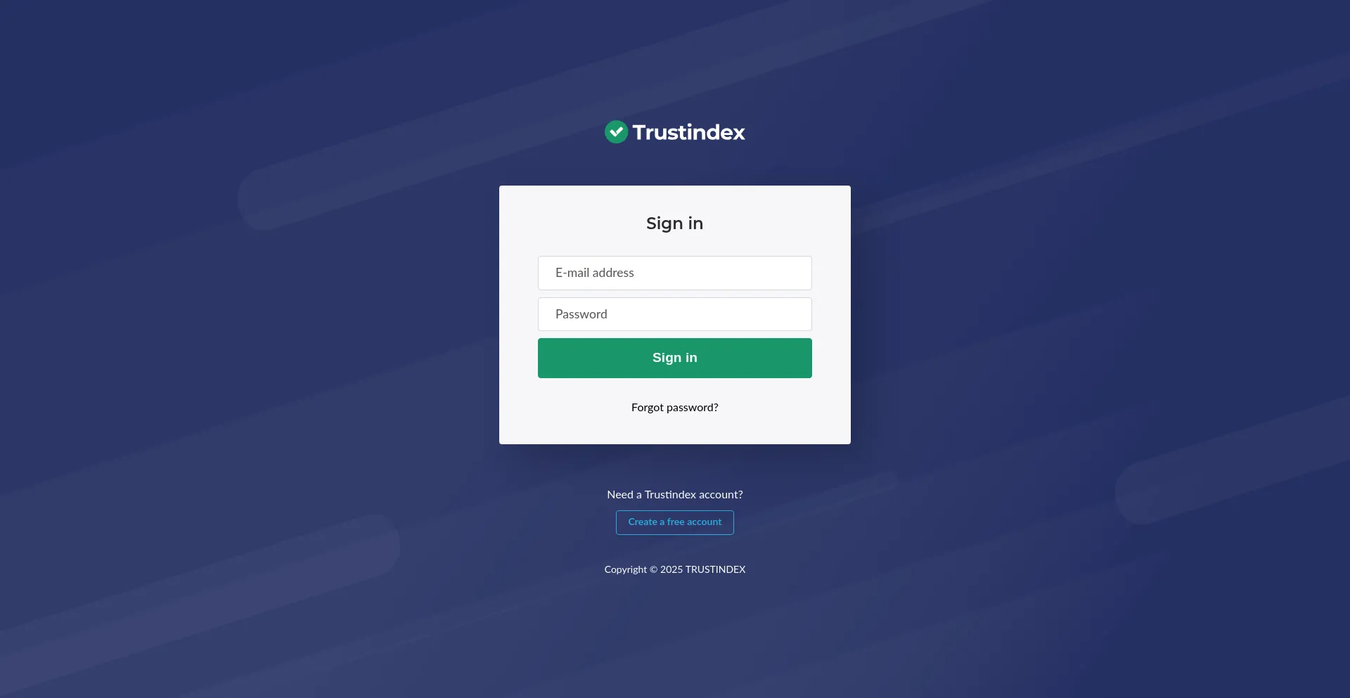 Website screenshot of Admin.trustindex.io