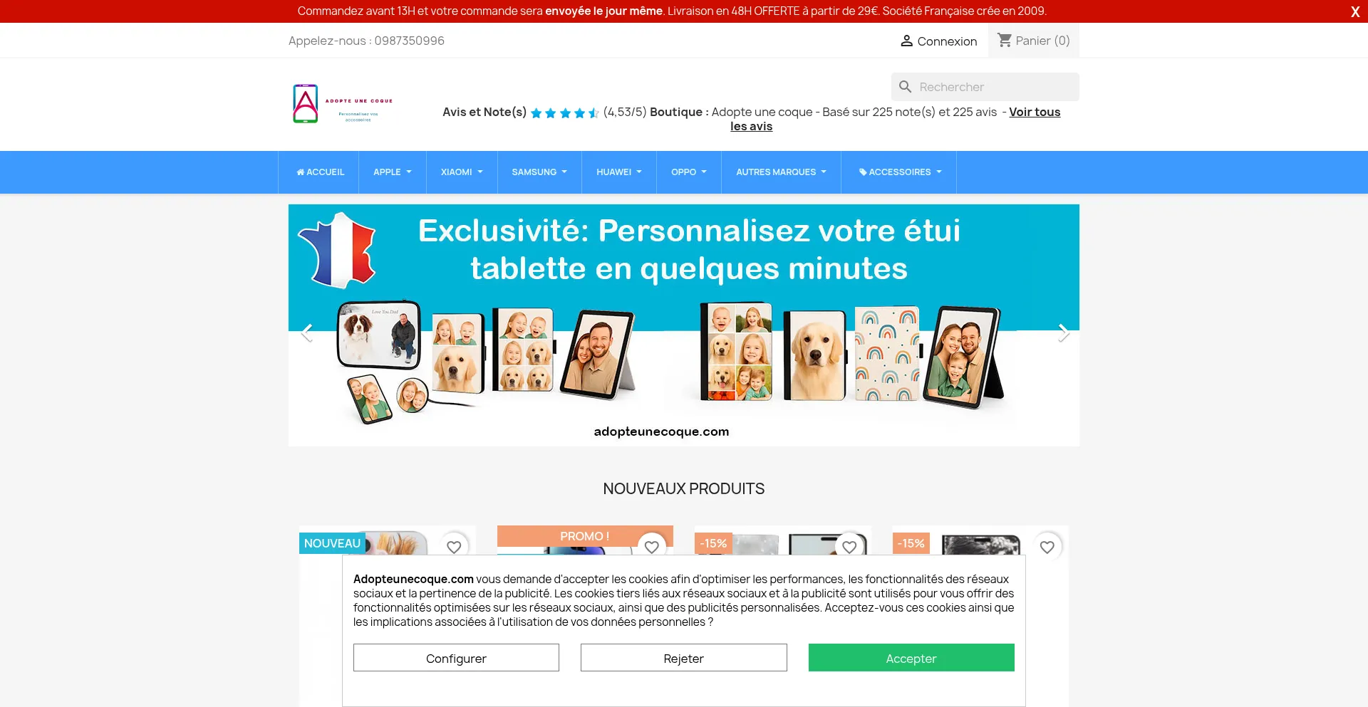 Website screenshot of Adopteunecoque.com
