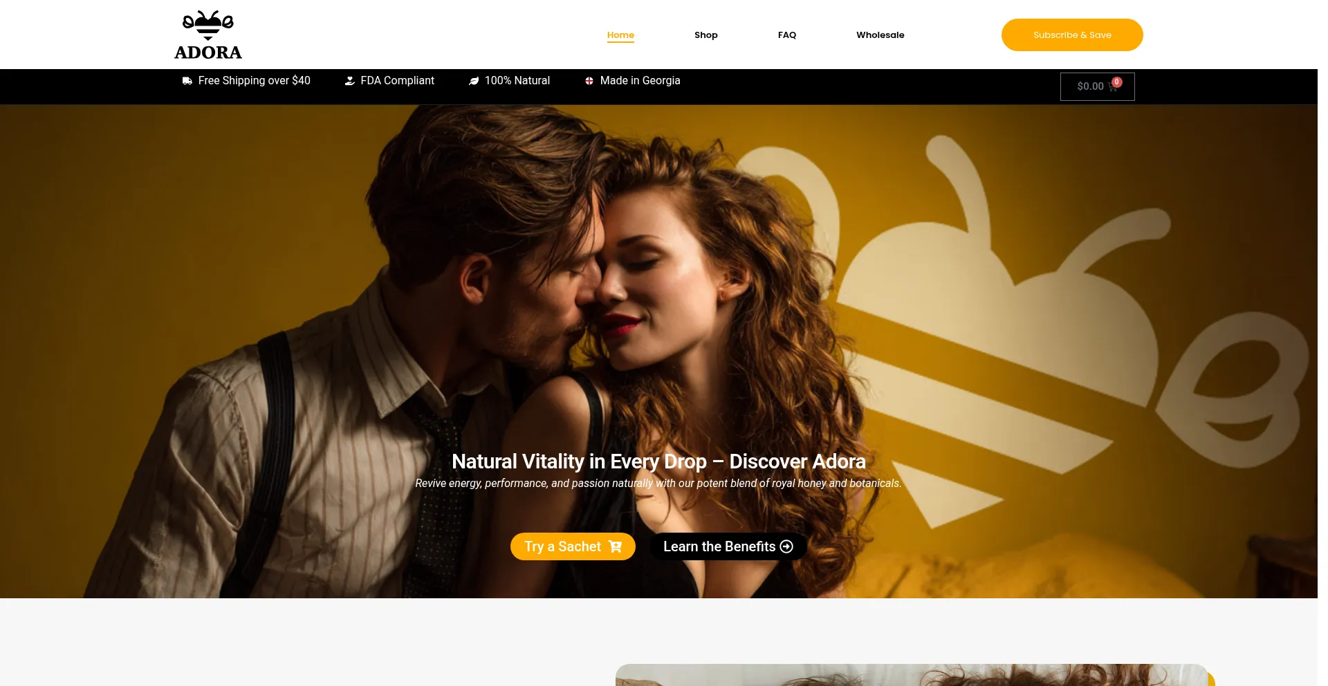 Website screenshot of Adora.shop