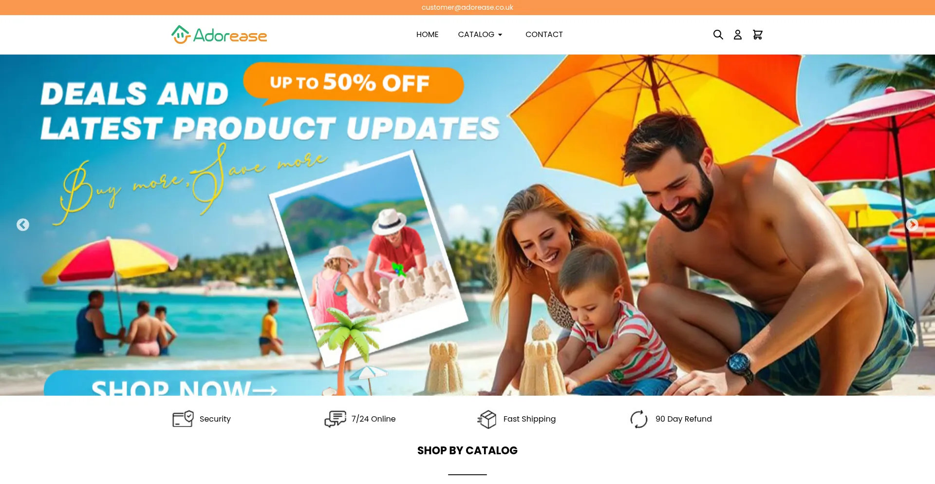 Website screenshot of Adorease.co.uk