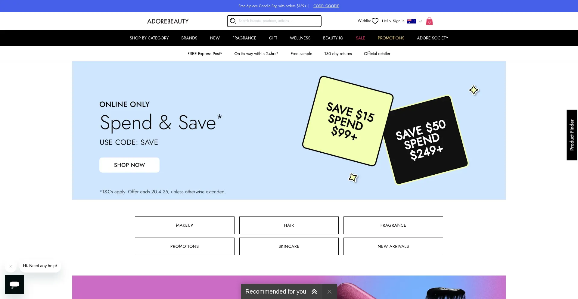 Adorebeauty.com Screenshot