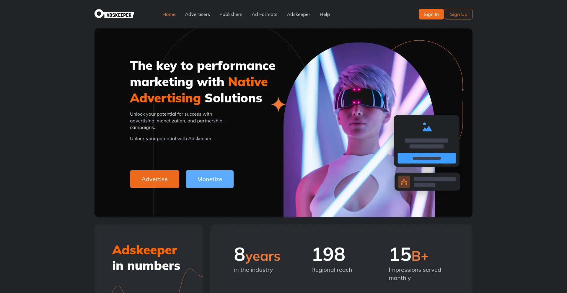 Website screenshot of Adskeeper.co.uk
